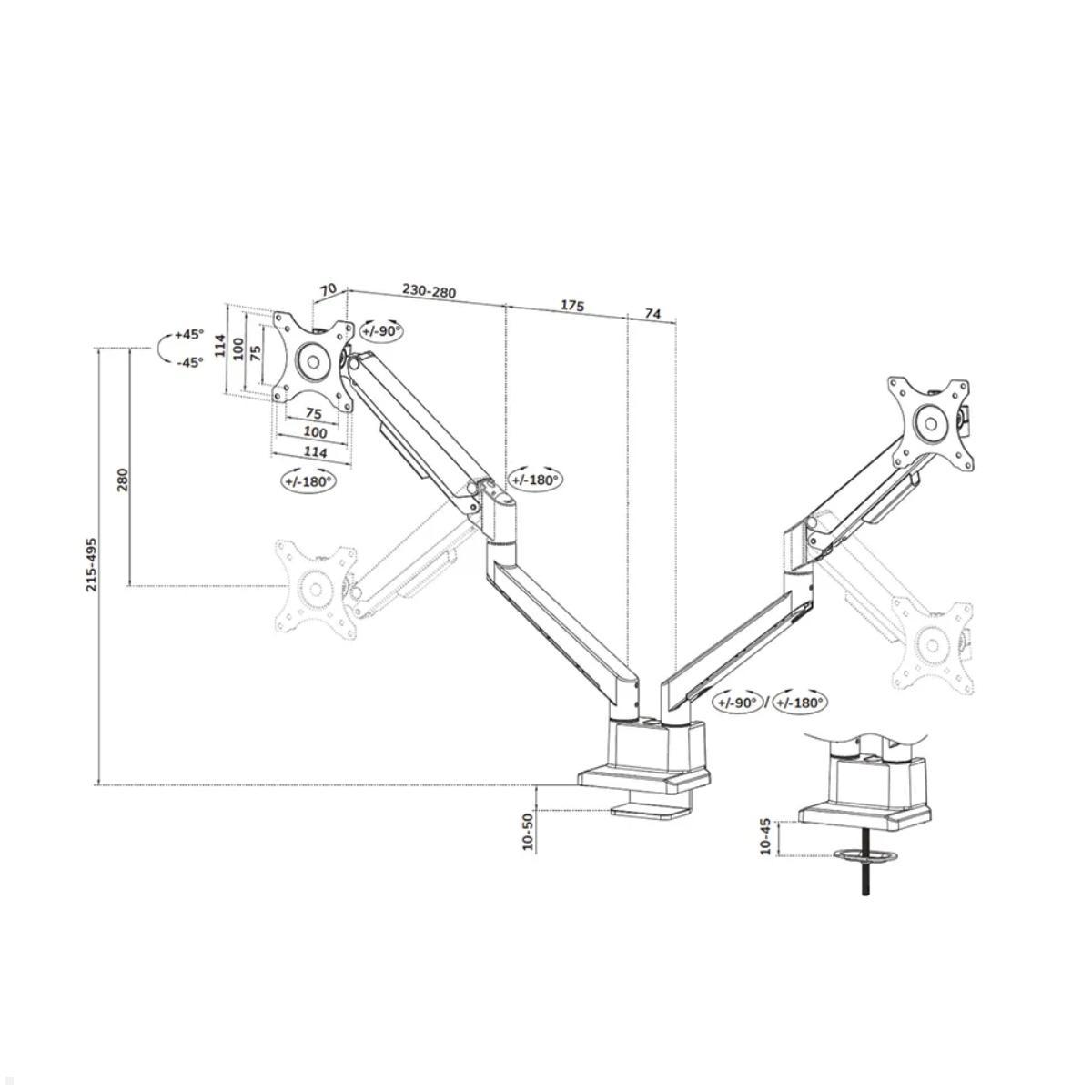 Neomounts NEXT Slim DS70-250BL2 Monitorhalter für 2 Monitore, schwarz