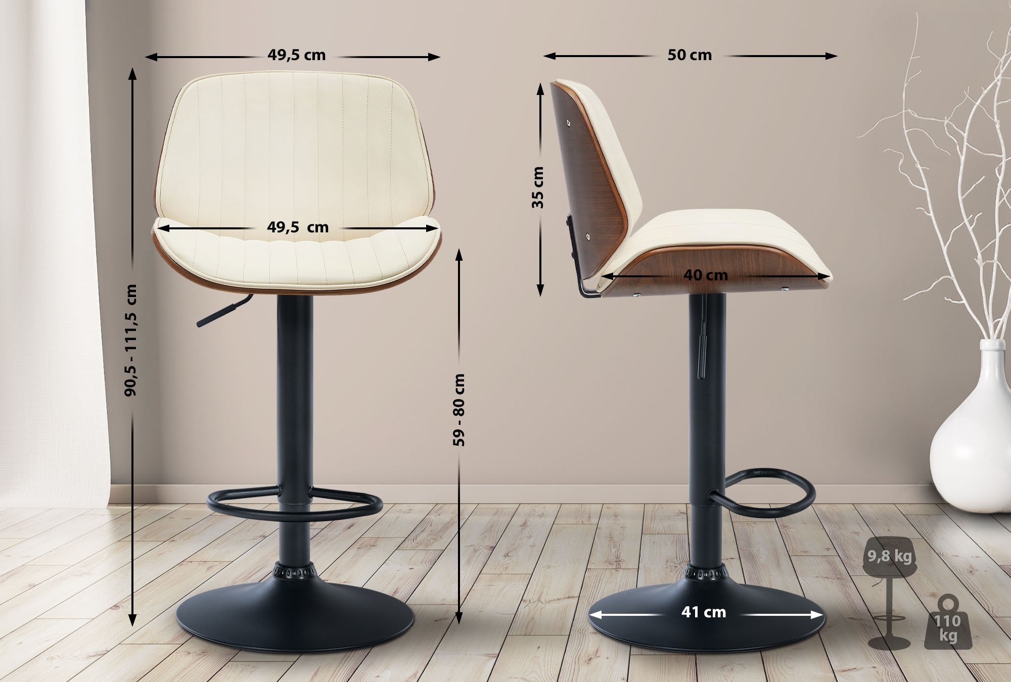 Barhocker Nova Kunstleder schwarz