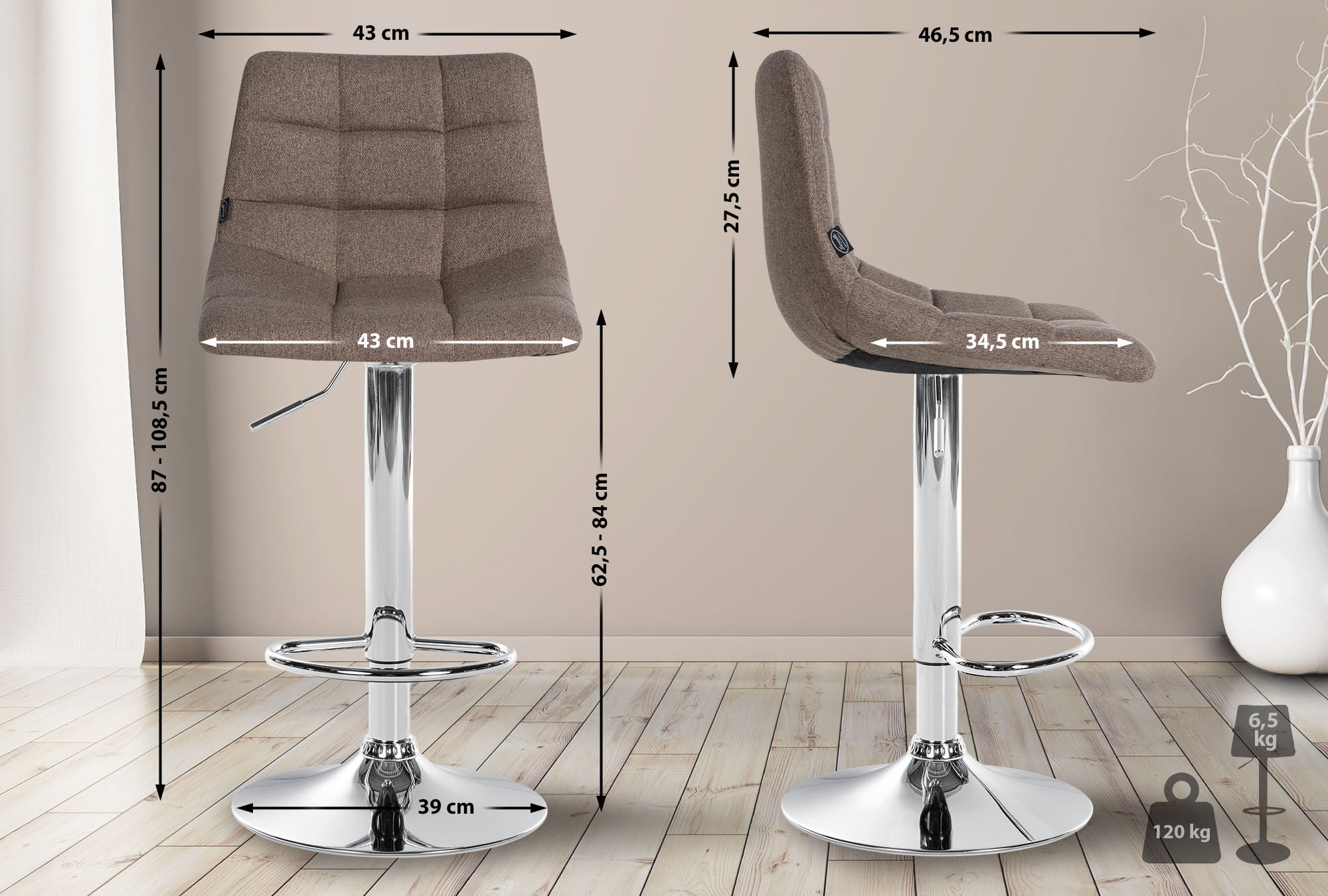 Barhocker Jerry Stoff chrom