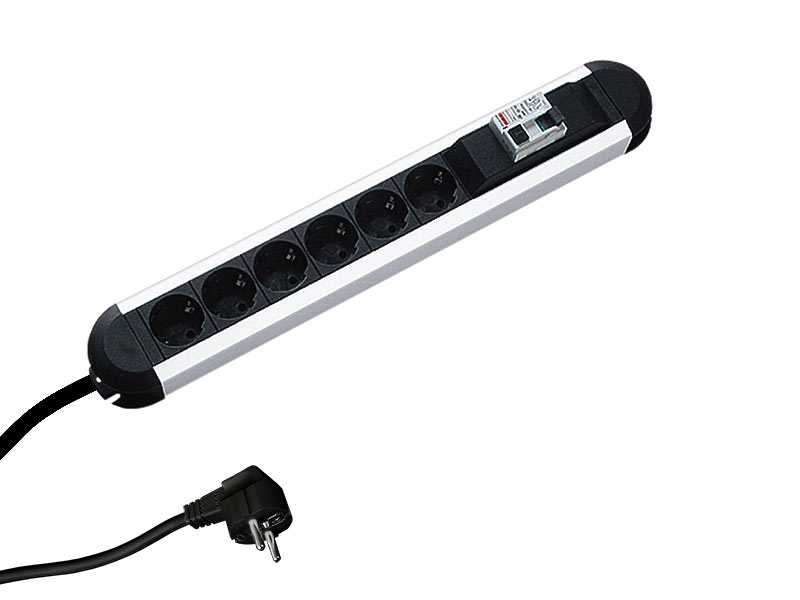 Bachmann PRIMO 6x Steckdosenleiste mit FI Schalter 2m Zuleitung (331.035)