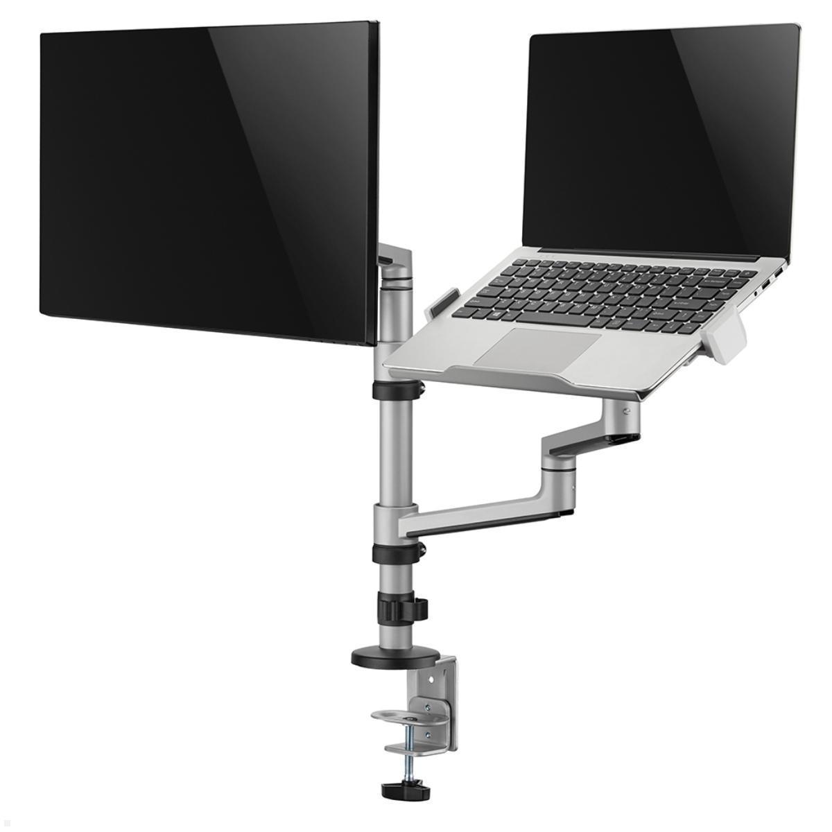MonLines MTH016S Monitorhalter und Laptop Halterung mit Tischklemme, silber
