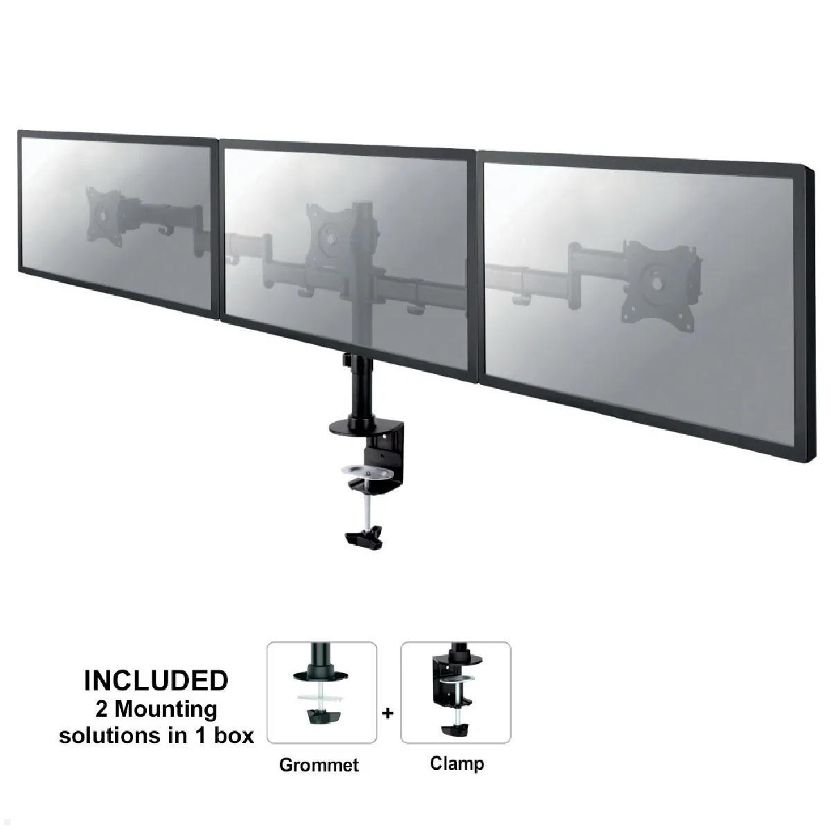 Neomounts Select NM-D135D3BLACK 3-fach Monitor Tischhalter schwenkbar bis 27Zoll, schwarz