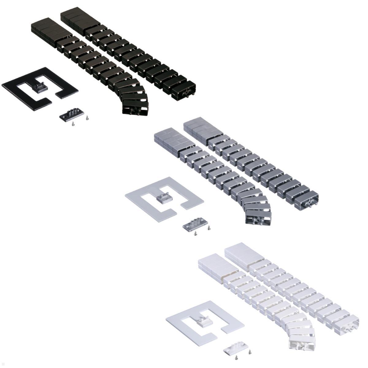 TecLines TKS003B Kabelschlange Set 75 cm mit Bodenplatte und Tischbefestigung, schwarz