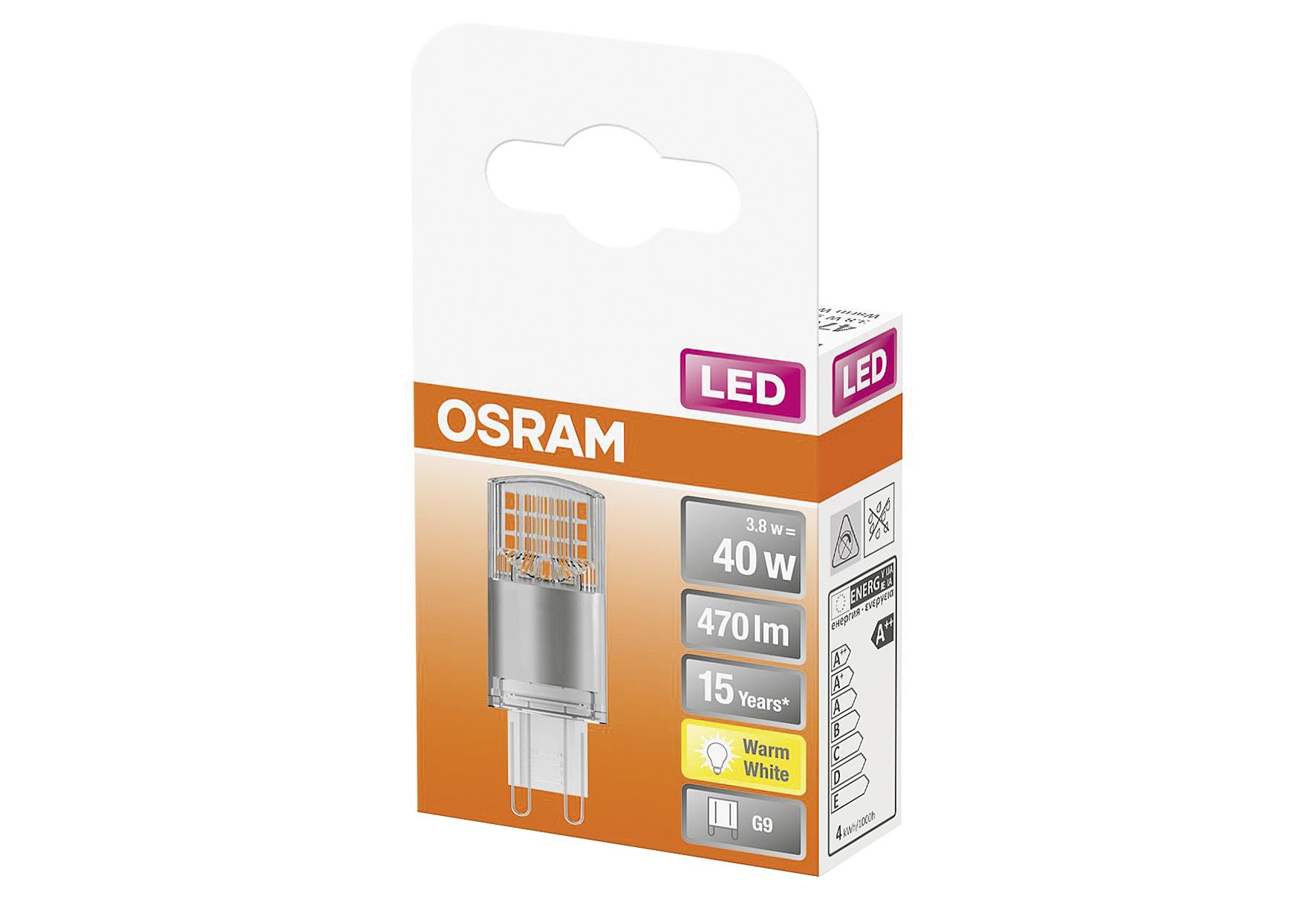 OSRAM LED Stiftsockellampe PIN G9 3,8W 470lm 2700K