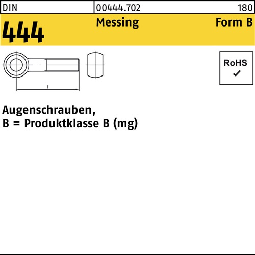 Augenschraube DIN 444 FormB BM 8x 40 Messing 25 Stück - VPE: 25
