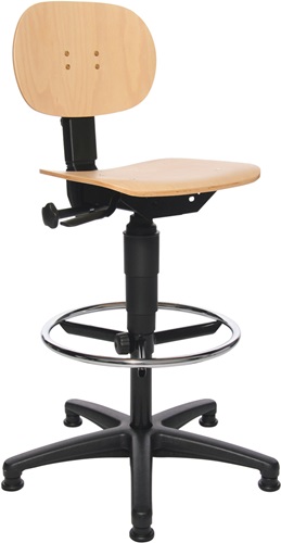 Arbeitsdrehstuhl Tec 11 Bodengleiter+Fußring Buche 590-840mm TOPSTAR