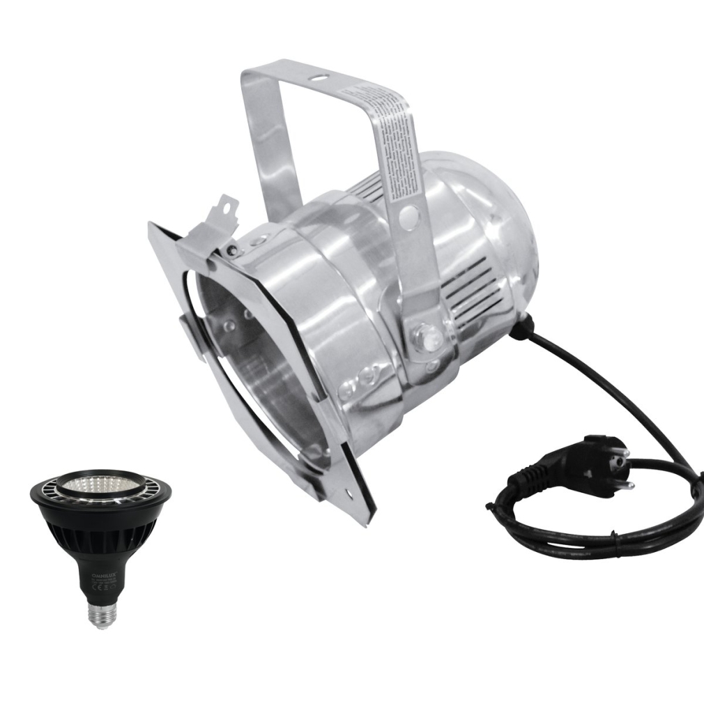 EUROLITE Set PAR-38 Spot sil + PAR-38 230V COB 18W E-27 LED 1800-3000k dim2warm