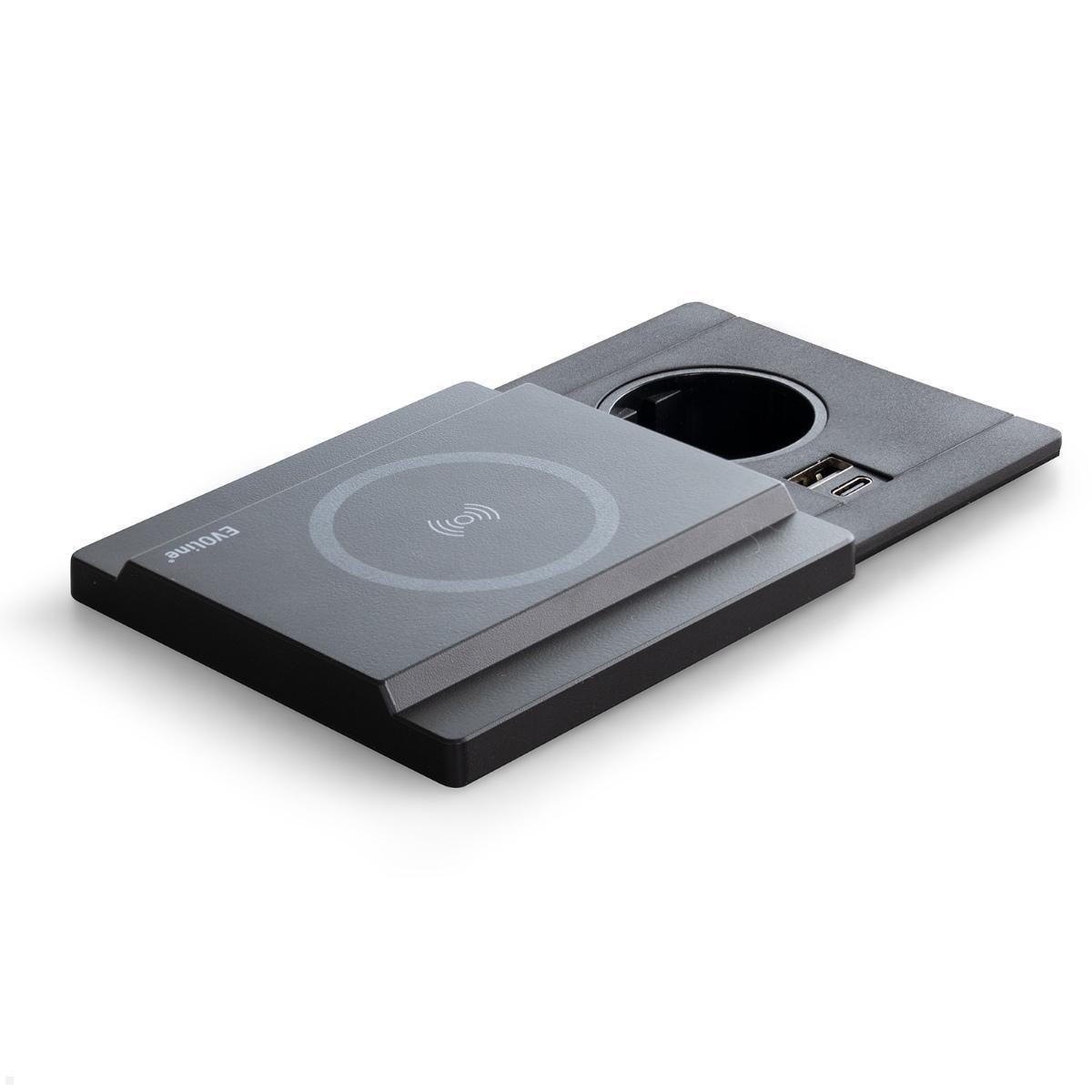 EVOline Schiebedeckel mit magnetischer Qi Ladefunktion für Circle80 USB 10W, schwarz