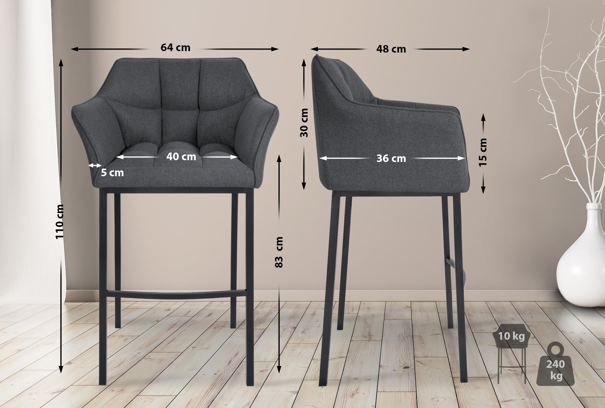 Barhocker Damaso B Filz mit 4-Fuß Gestell