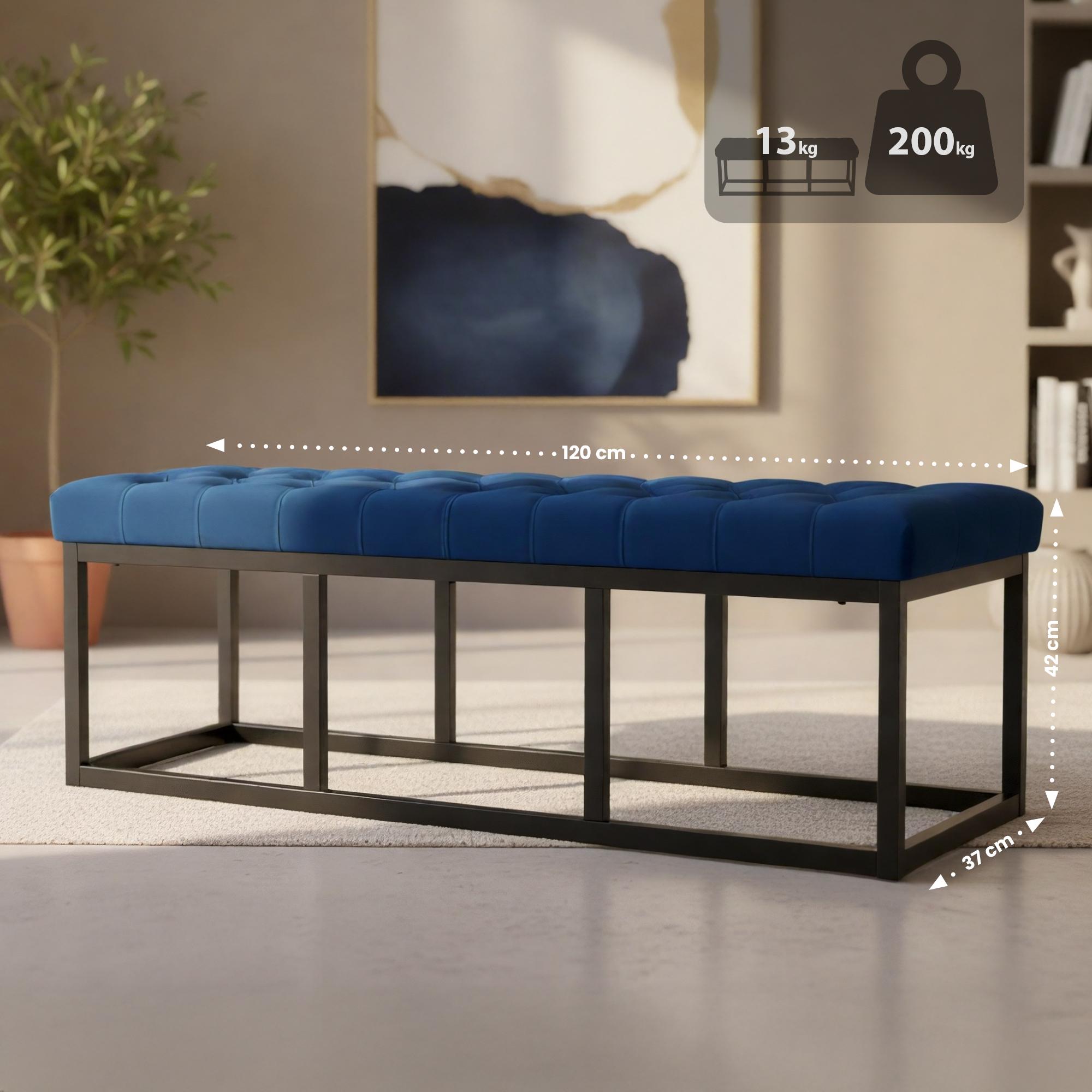 Sitzbank Polson Samt Schwarz 120 cm
