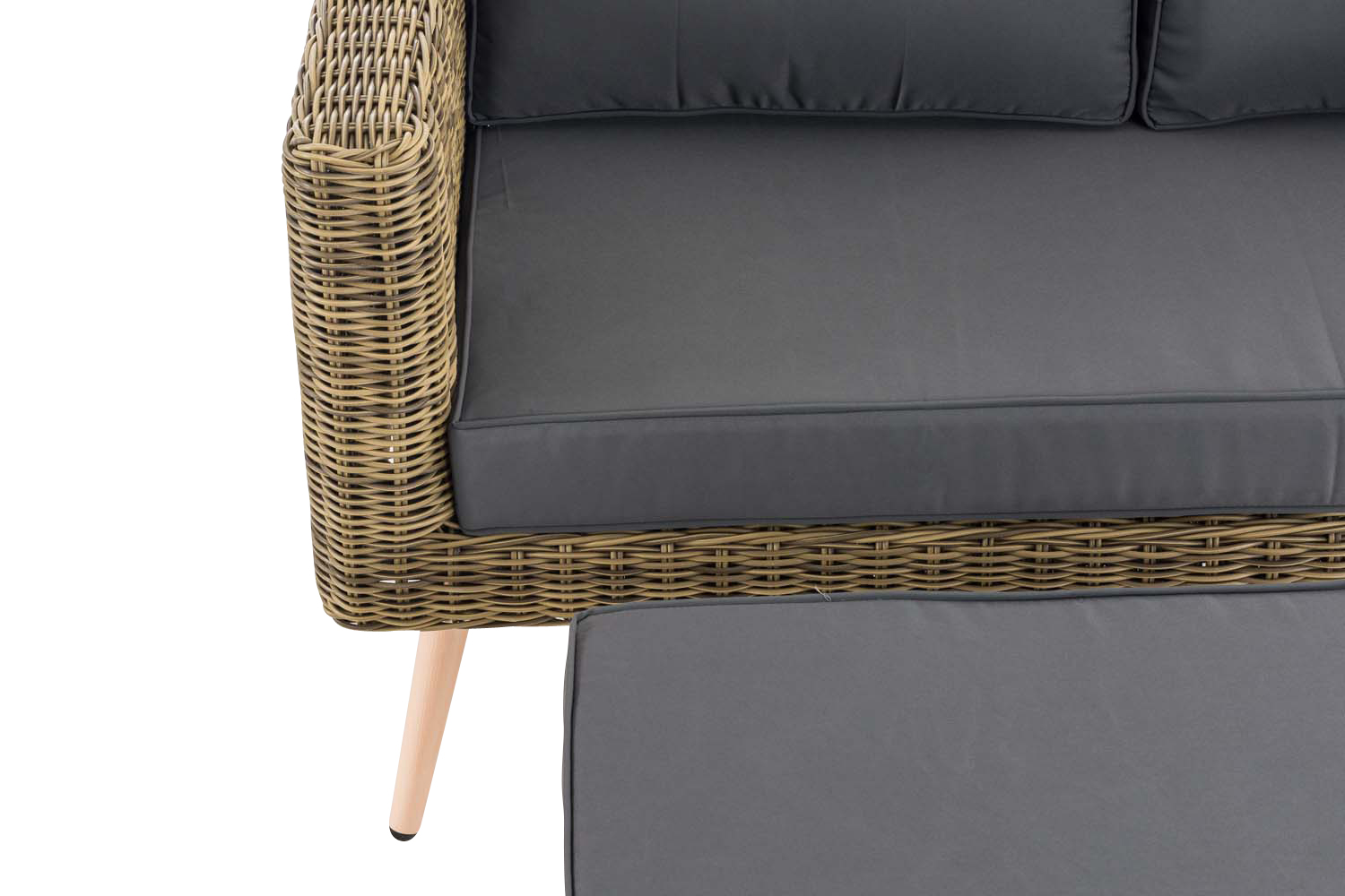 2er Sofa Molde mit Fußhocker Rundrattan natura 45 cm (Hellbraun)