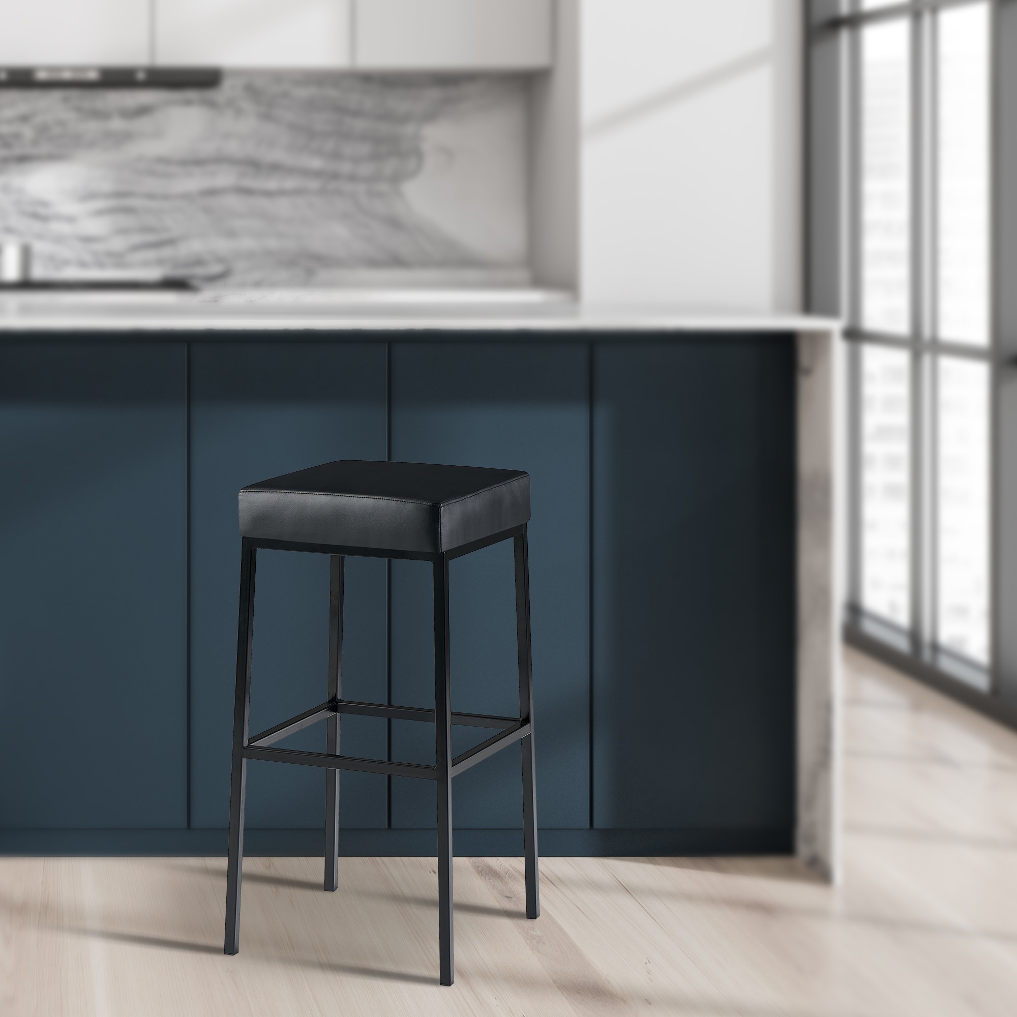 2er Set Barhocker Montreal 80 Kunstleder schwarz