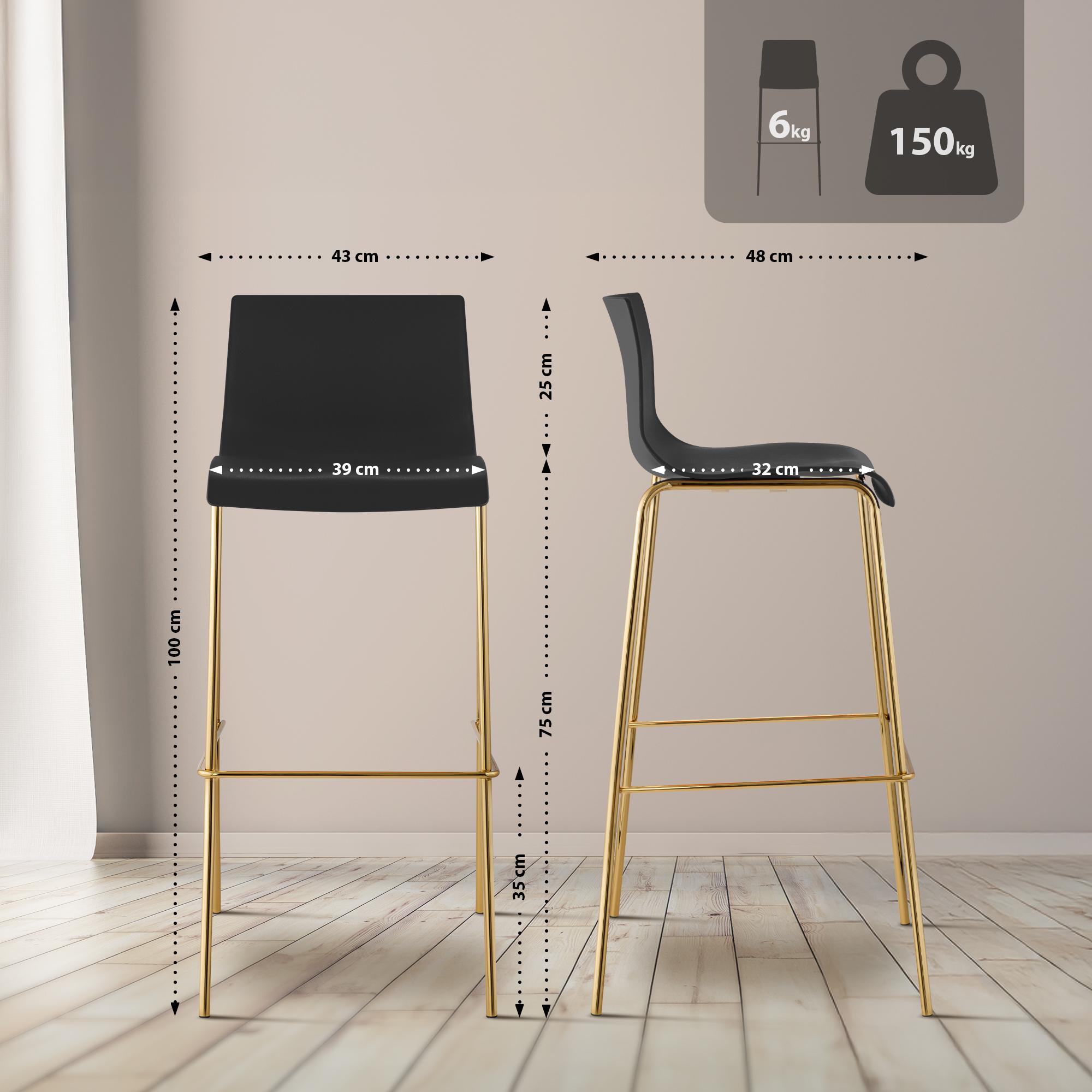 Barhocker Hoover Kunststoff 4-Fuß Gold