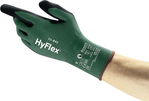 Handschuh HyFlex 11-842 Gr.10 schwarz/grün EN ISO 21420,EN 388,EN407 PSA III - VPE: 12