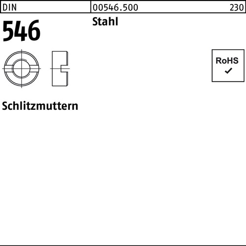 Schlitzmutter DIN 546 M5 Stahl 1000 Stück - VPE: 1000