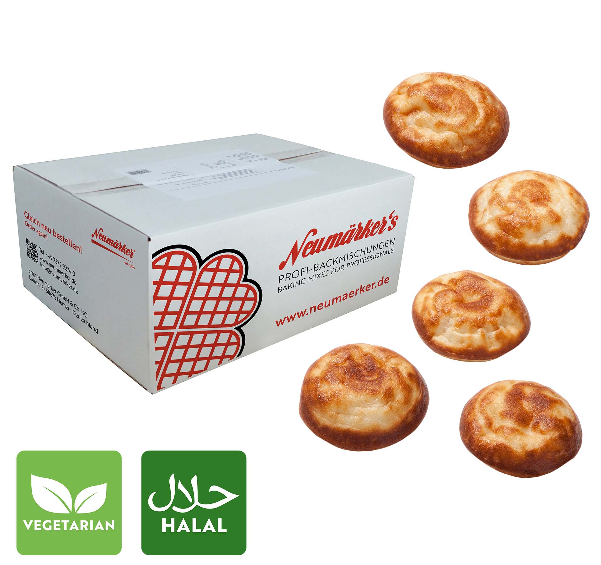 Neumärker Poffertjes-Ready-Mix | Poffertjes-Backmischung für Gastronomie | Karton à 10 kg (10x 1 kg)