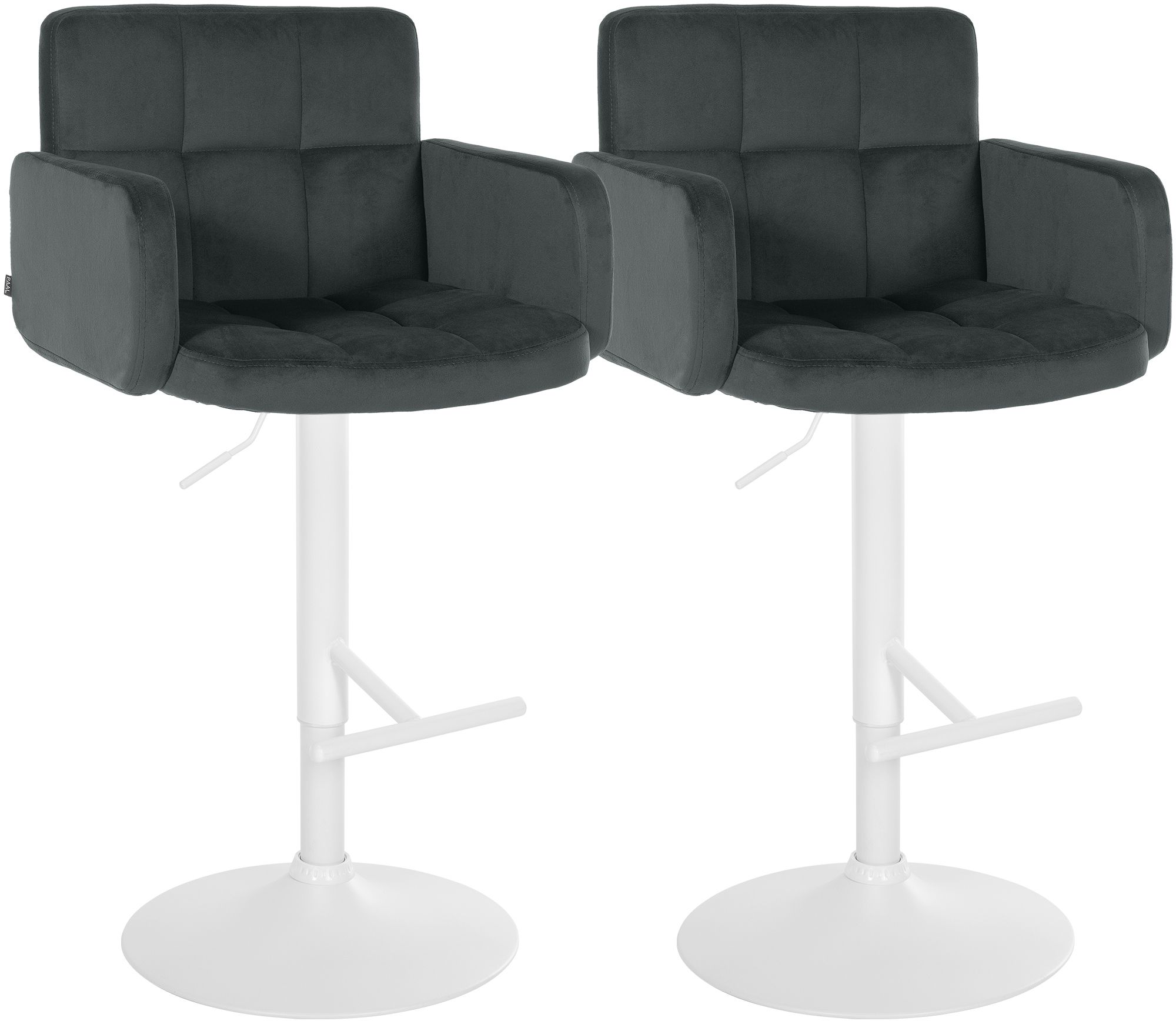 2er Set Barhocker Los Angeles Samt weiß
