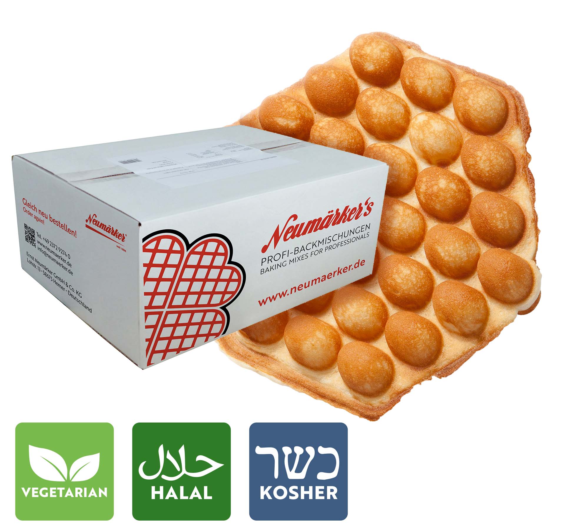 Neumärker Bubble-Waffel-Mix | Profi-Backmischung für Bubble Waffle | Karton à 10 kg (10x 1 kg)