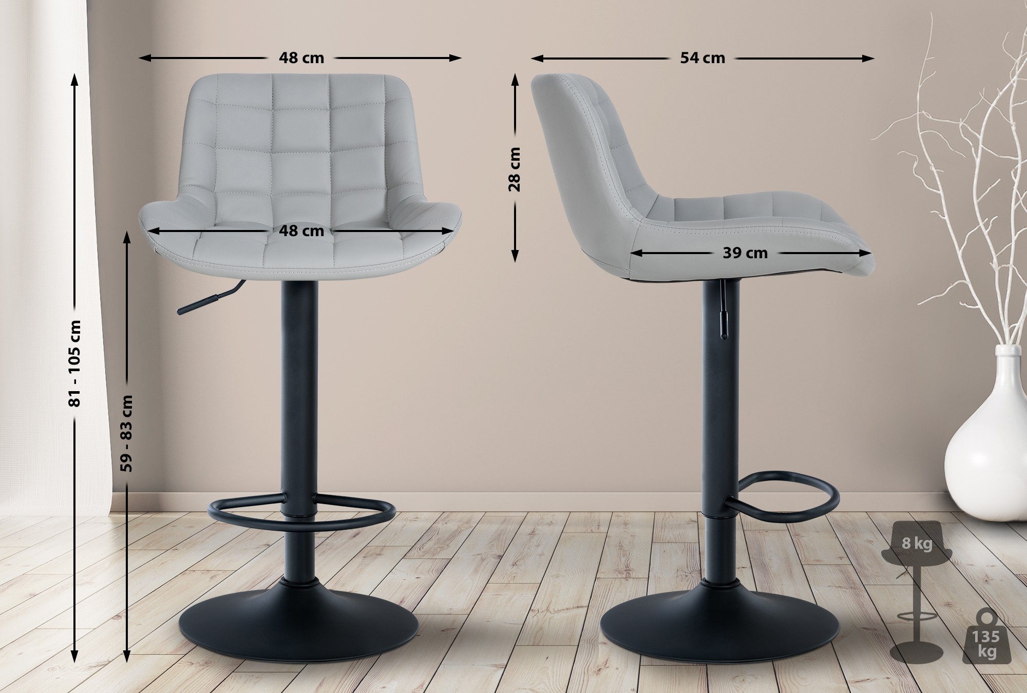 2er Set Barhocker Tover Kunstleder