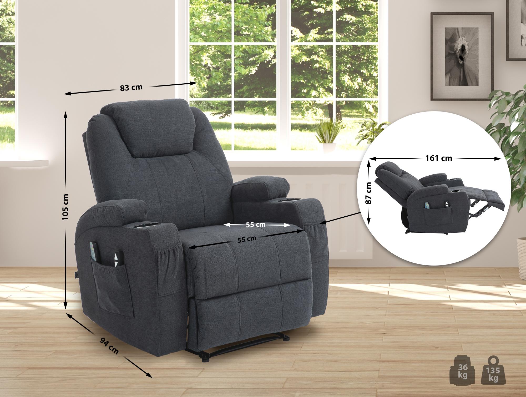 Sessel Hepler mit Massagefunktion Stoff