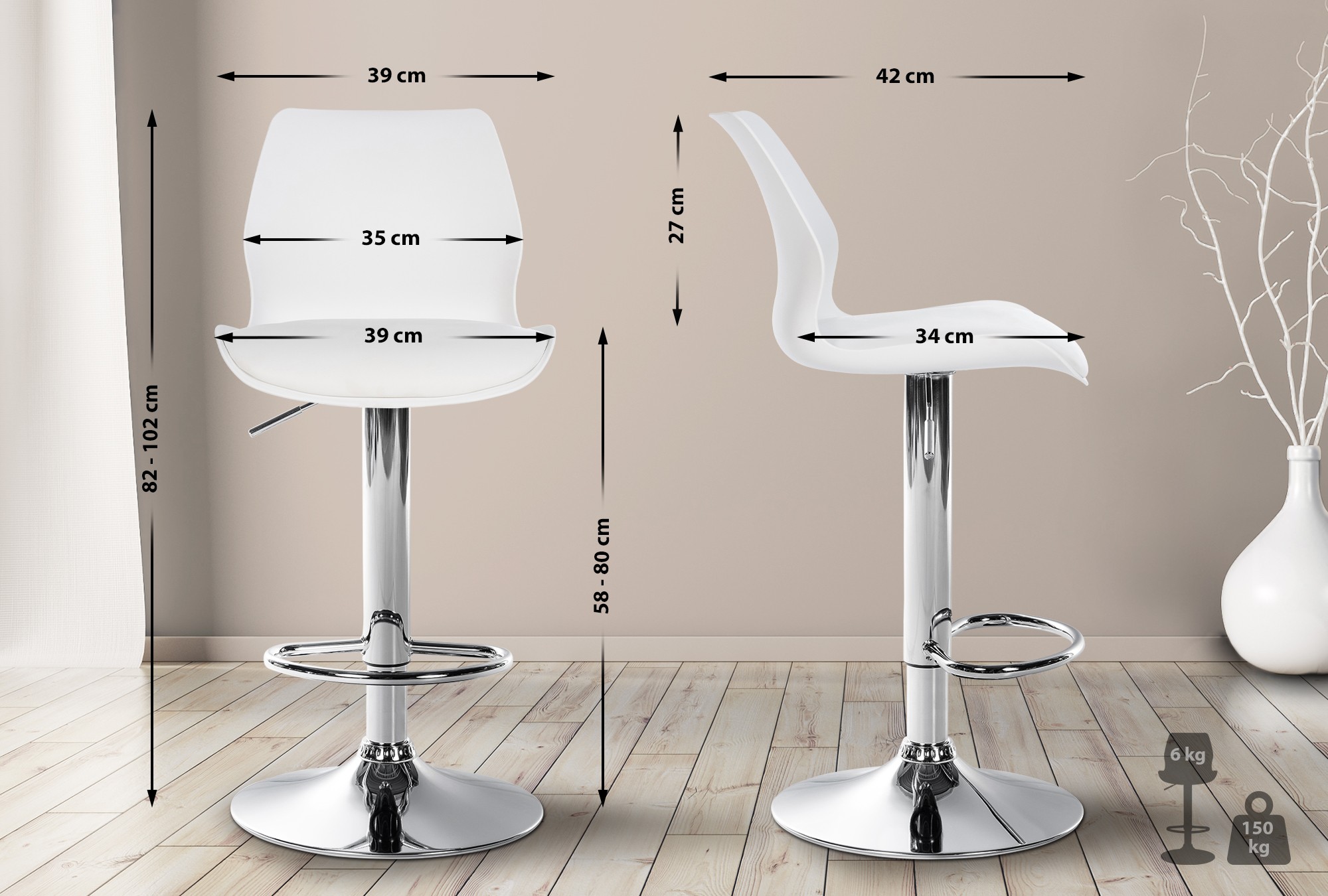 2er Set Barhocker Gilbert Kunststoff