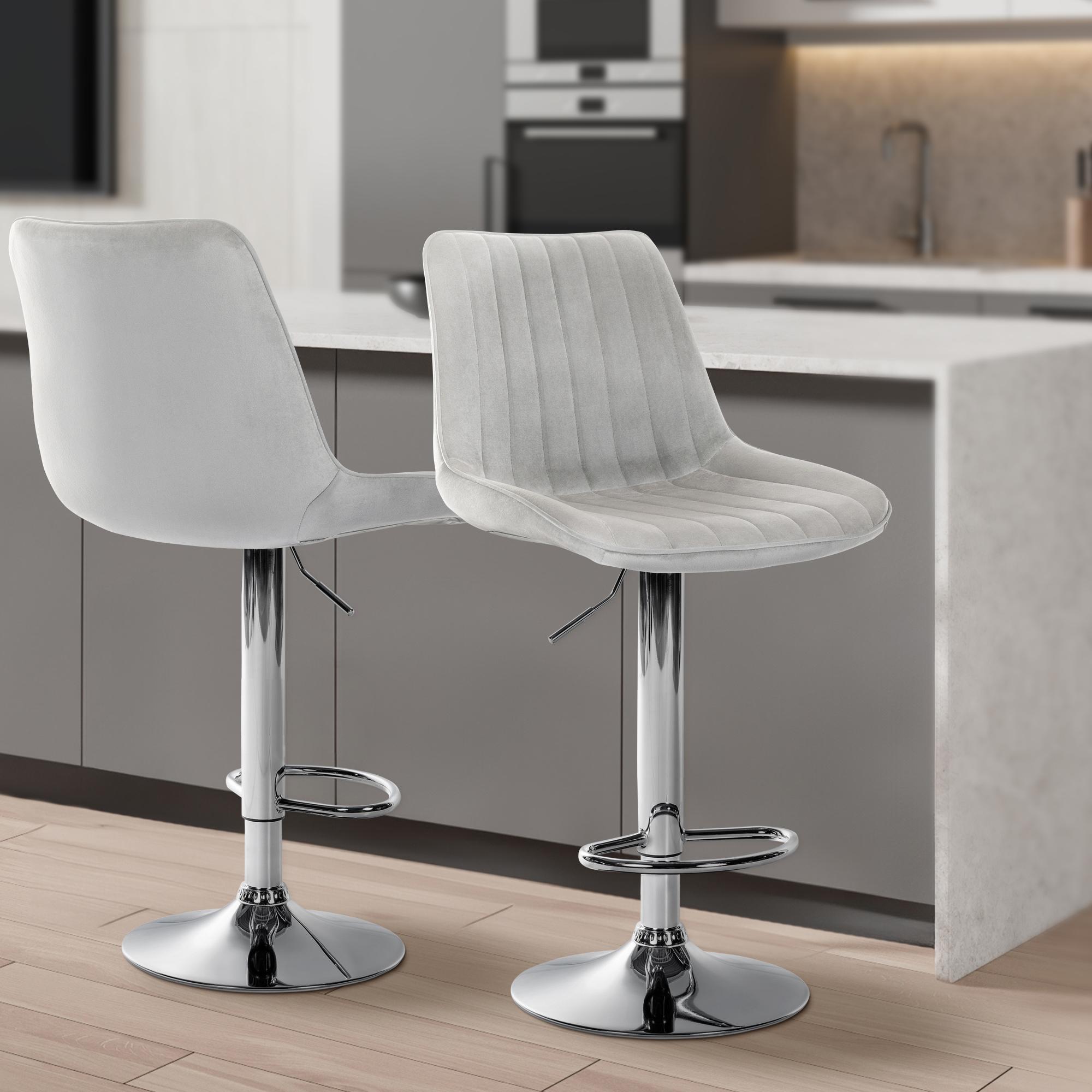 2er Set Barhocker Toni Samt chrom