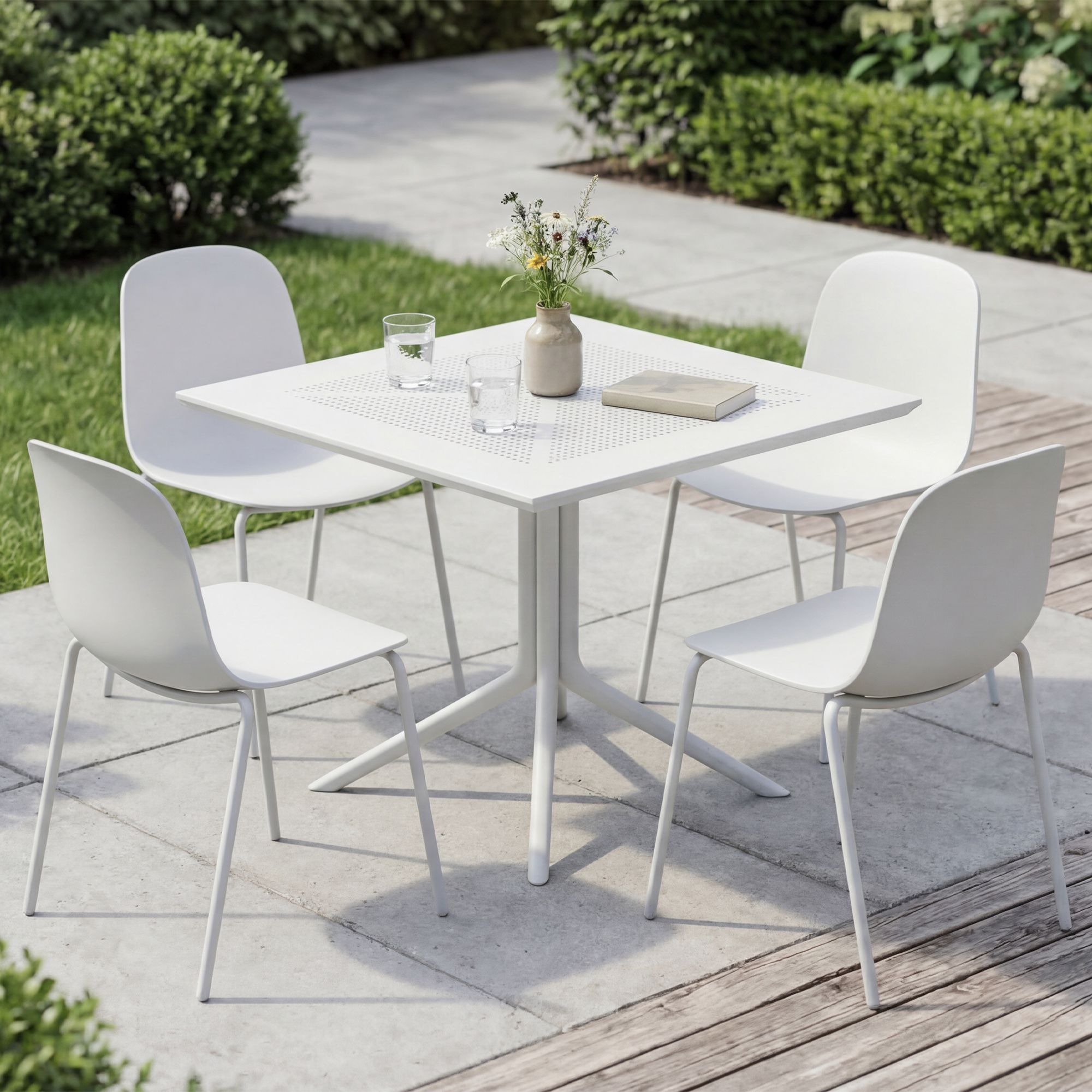 Gartenmöbel-Set Zeron mit 4 Stühlen