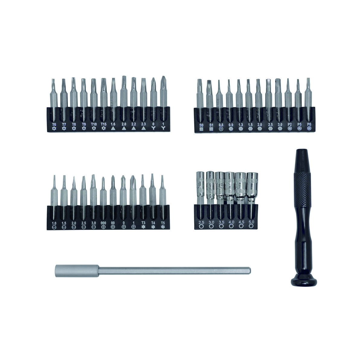 ESD Schraubendreher Bit-Satz 44-tlg 4 Bit Riegel 4mm (5/32 Zoll)+ESD Griff+Verlängerung