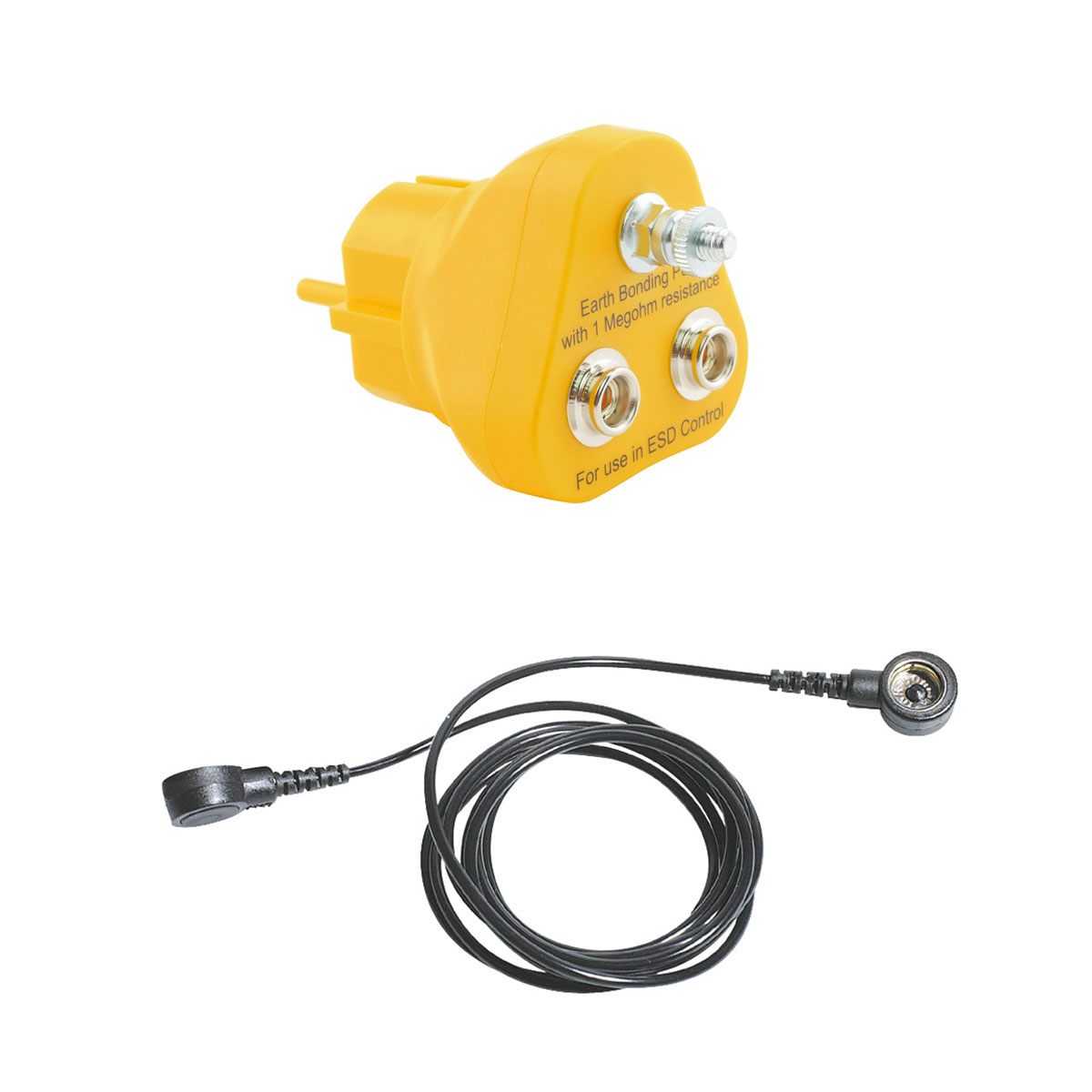 ESD Erdungsleitung 1800mm (10/10) +  Erdungsstecker (2x10/1xM5)