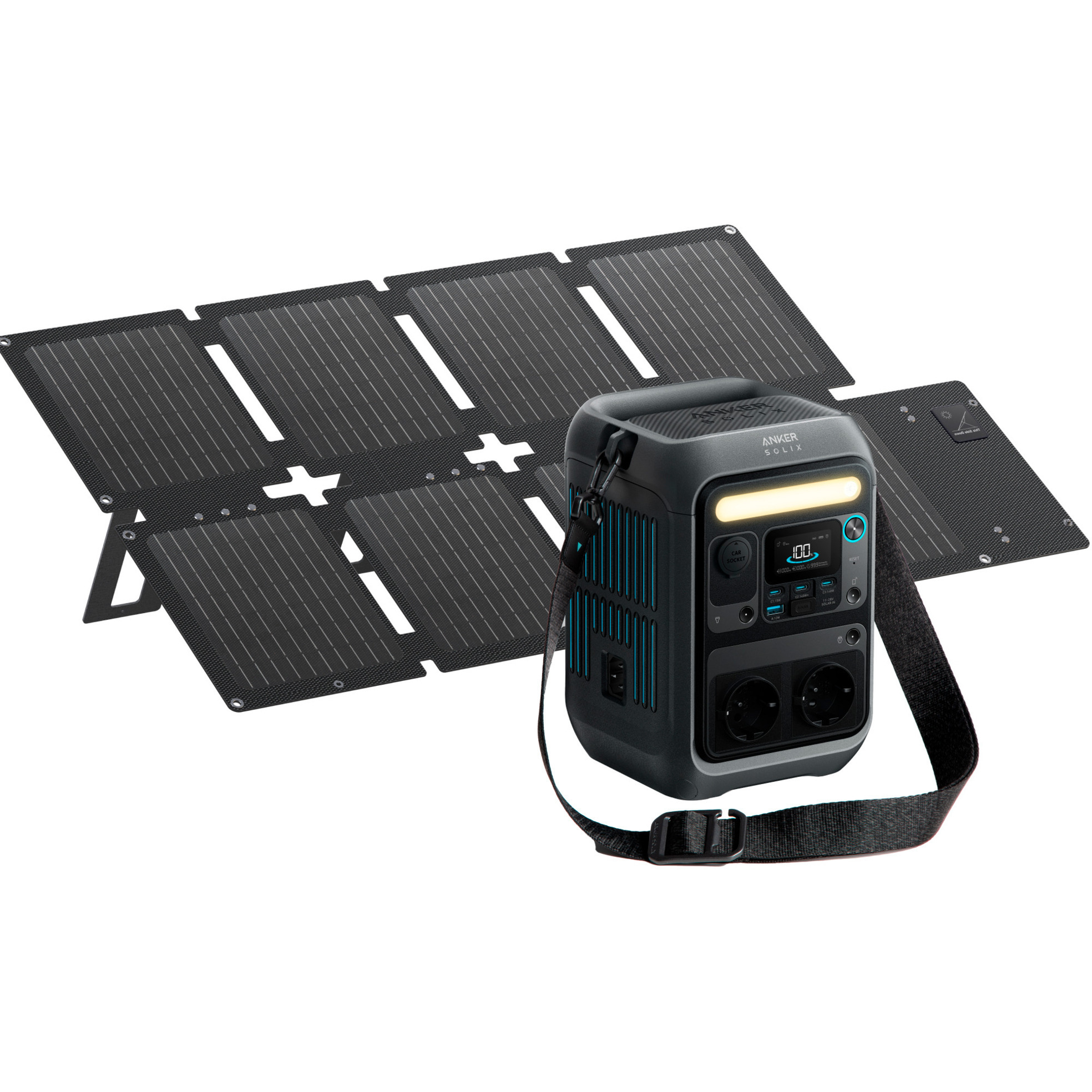 SOLIX Tragbare Powerstation C300X DC + Faltbares Solarpanel PS60