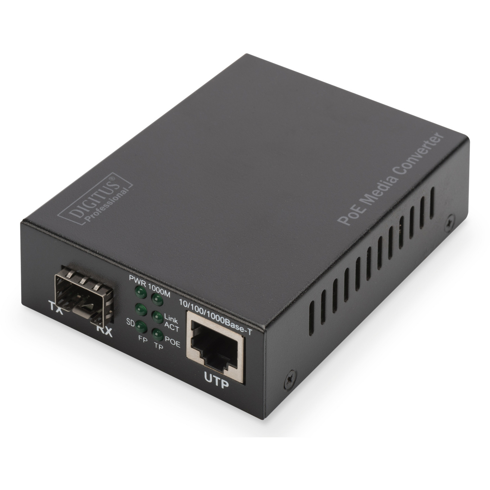 Gigabit PoE Medienkonverter, RJ45 / SFP, PSE