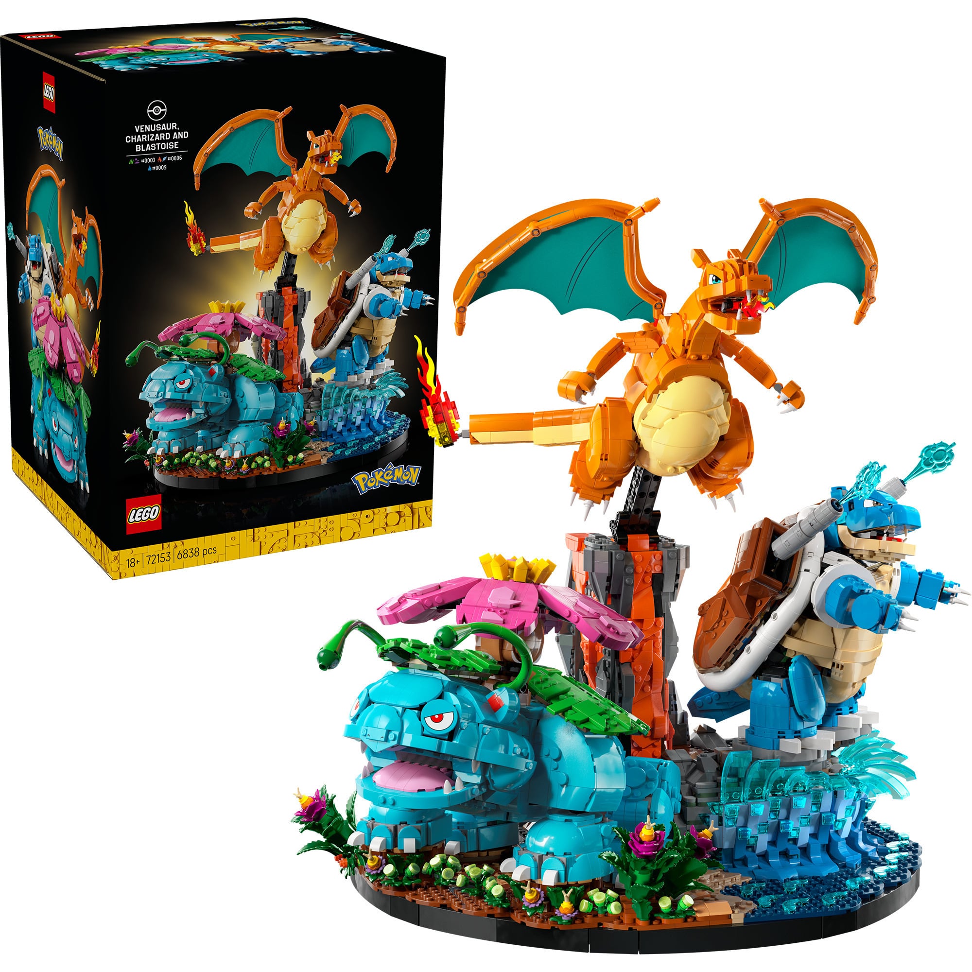 72153 Pokémon Bisaflor, Glurak und Turtok, Konstruktionsspielzeug