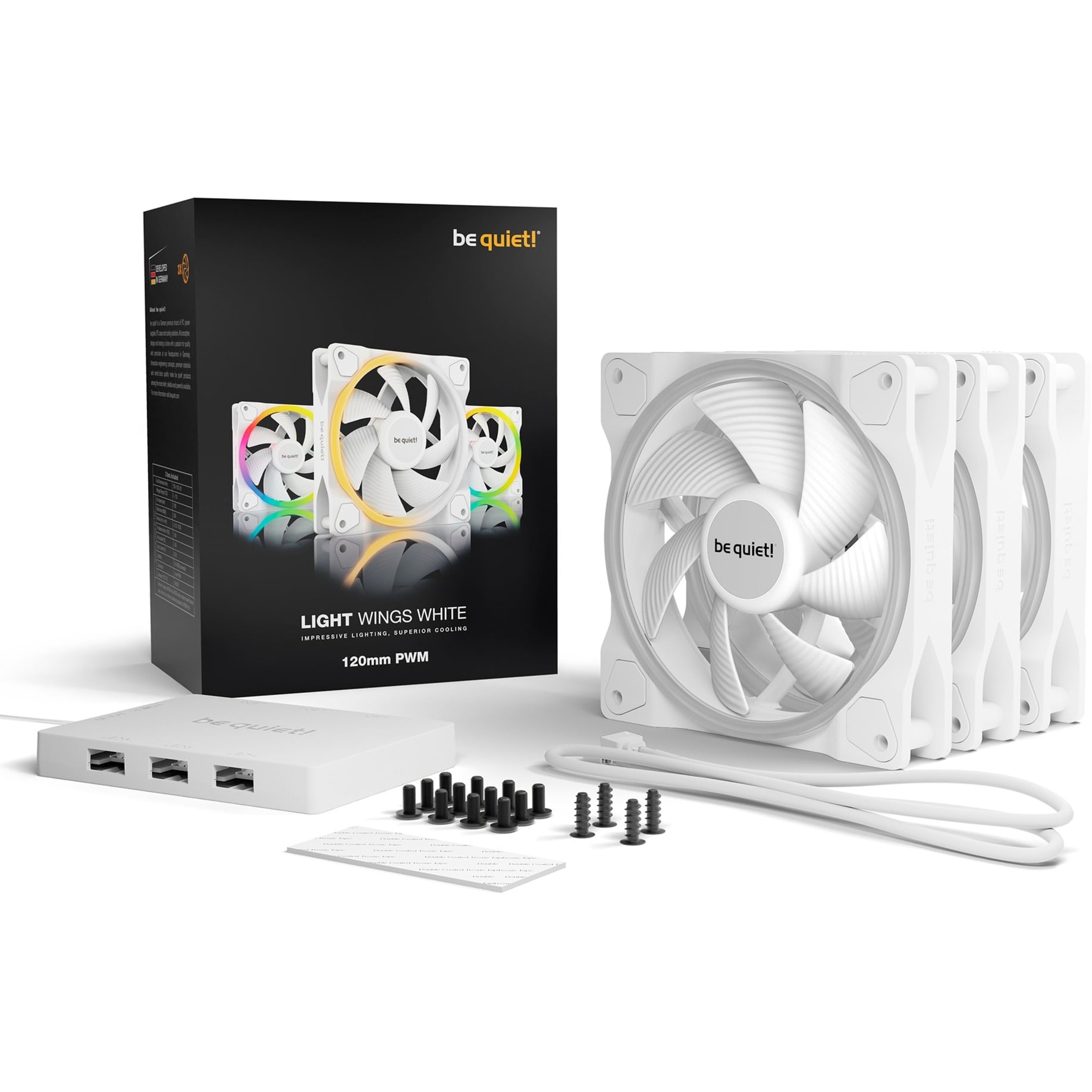 Light Wings White 120mm PWM Triple Pack, Gehäuselüfter