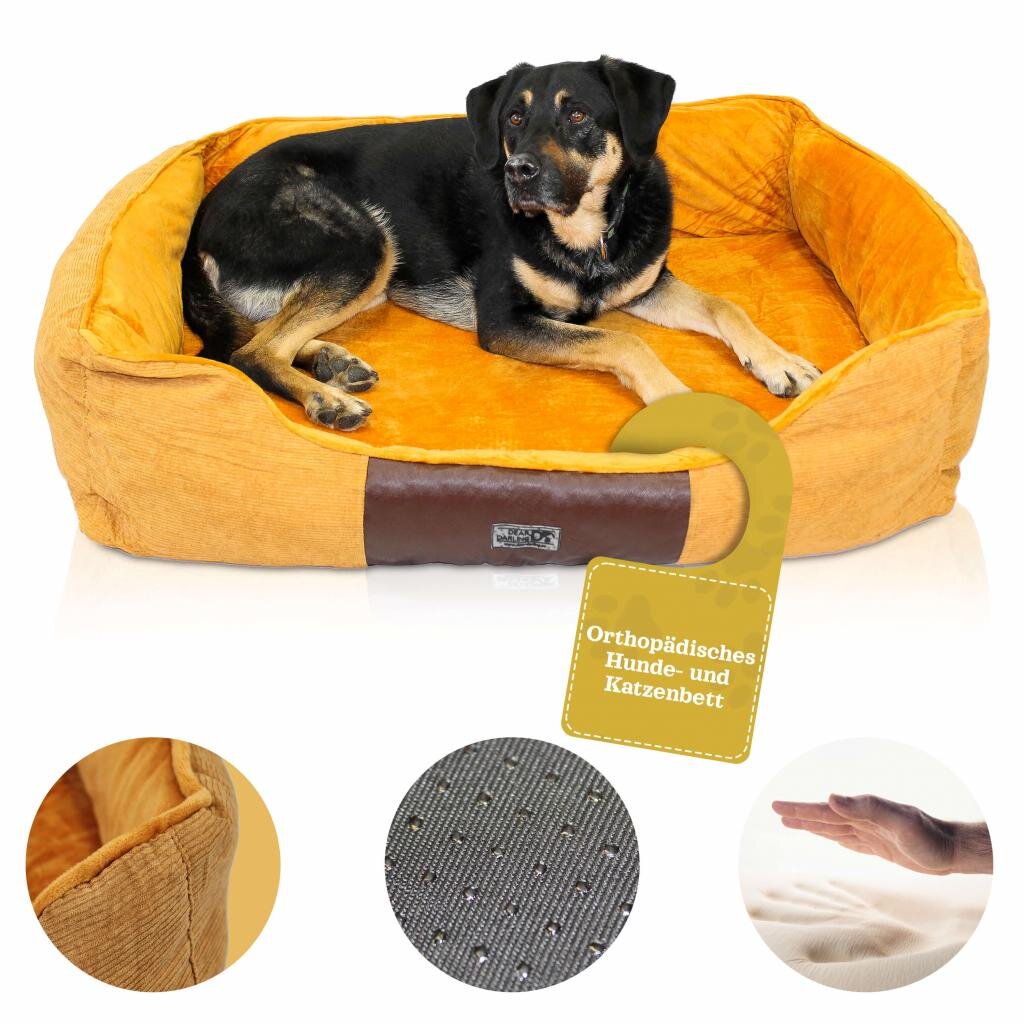 DEAR DARLING DD-04BRL Luxus Hundebett Katzenbett braun Gr. L 75x60cm mit Memoryschaum Matratze