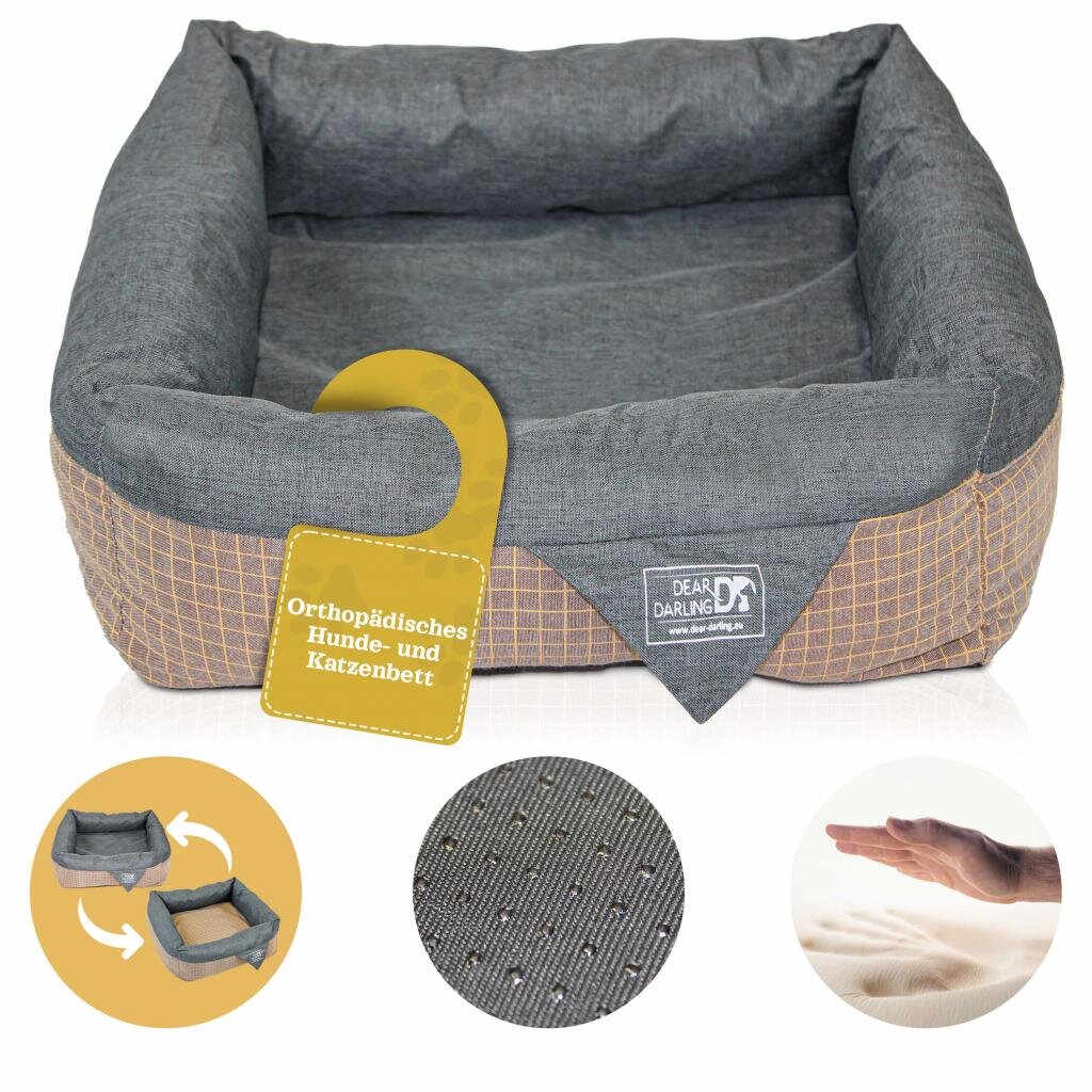 DEAR DARLING DD-06 Luxus Hundebett Katzenbett Braun Anthrazit Gr. S 40x40cm Memoryschaum Matratze