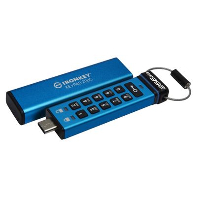 Kingston USB-Stick IronKey Keypad 200C - USB 3.2 Gen 1 - 256 GB - Blau