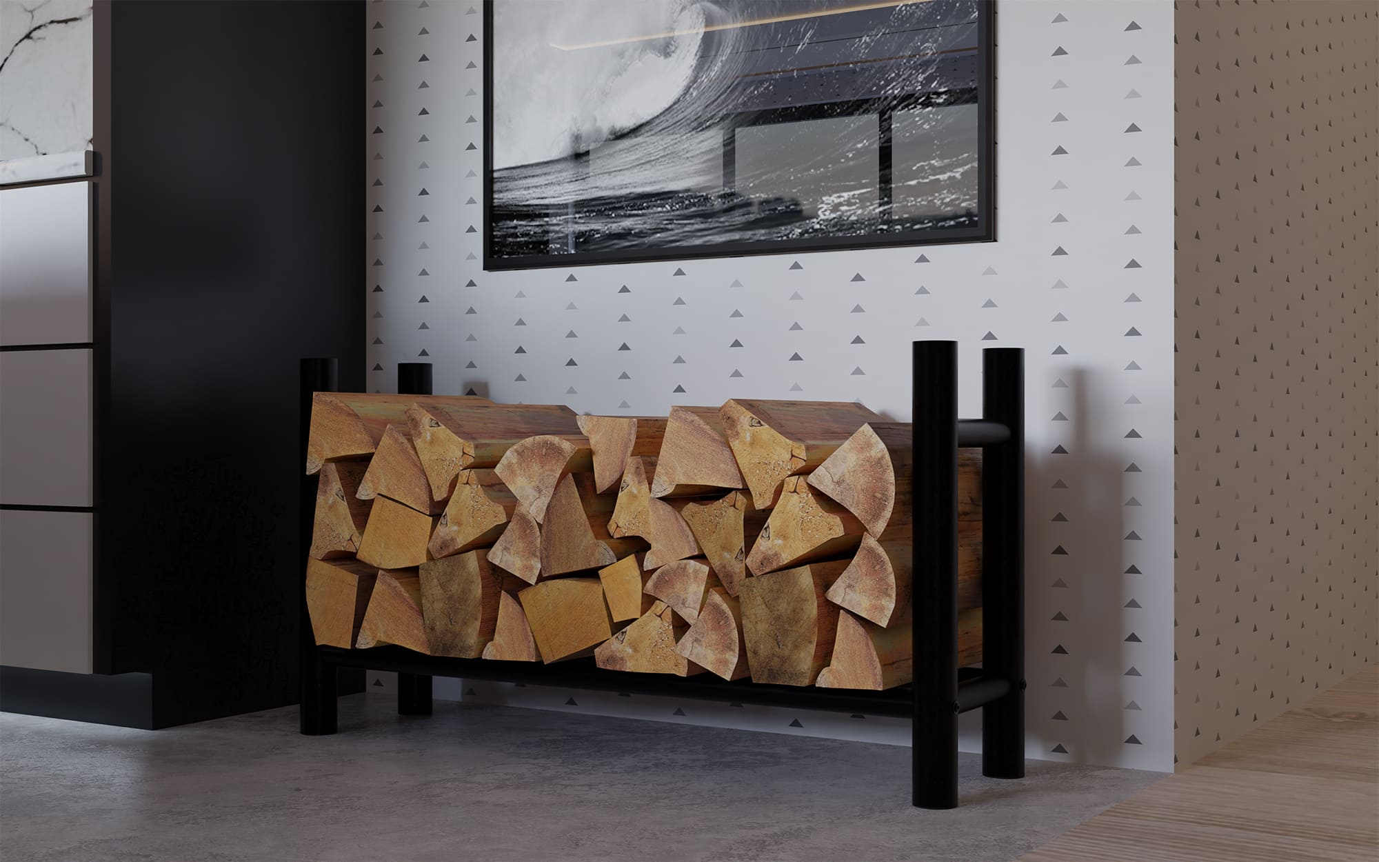 Kaminholzständer Medya rund 30x100x60 cm