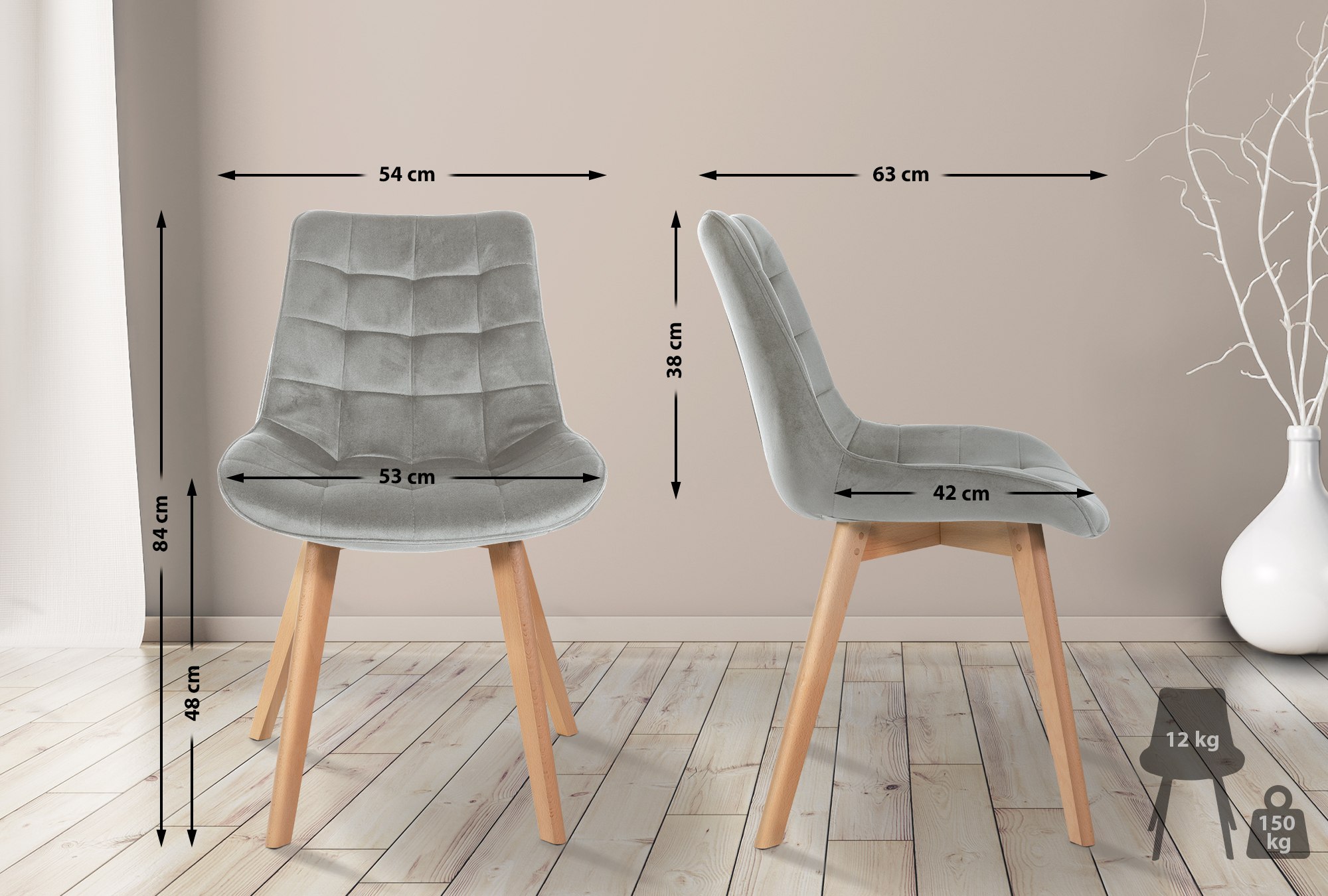 2er Set Stühle Brook Samt