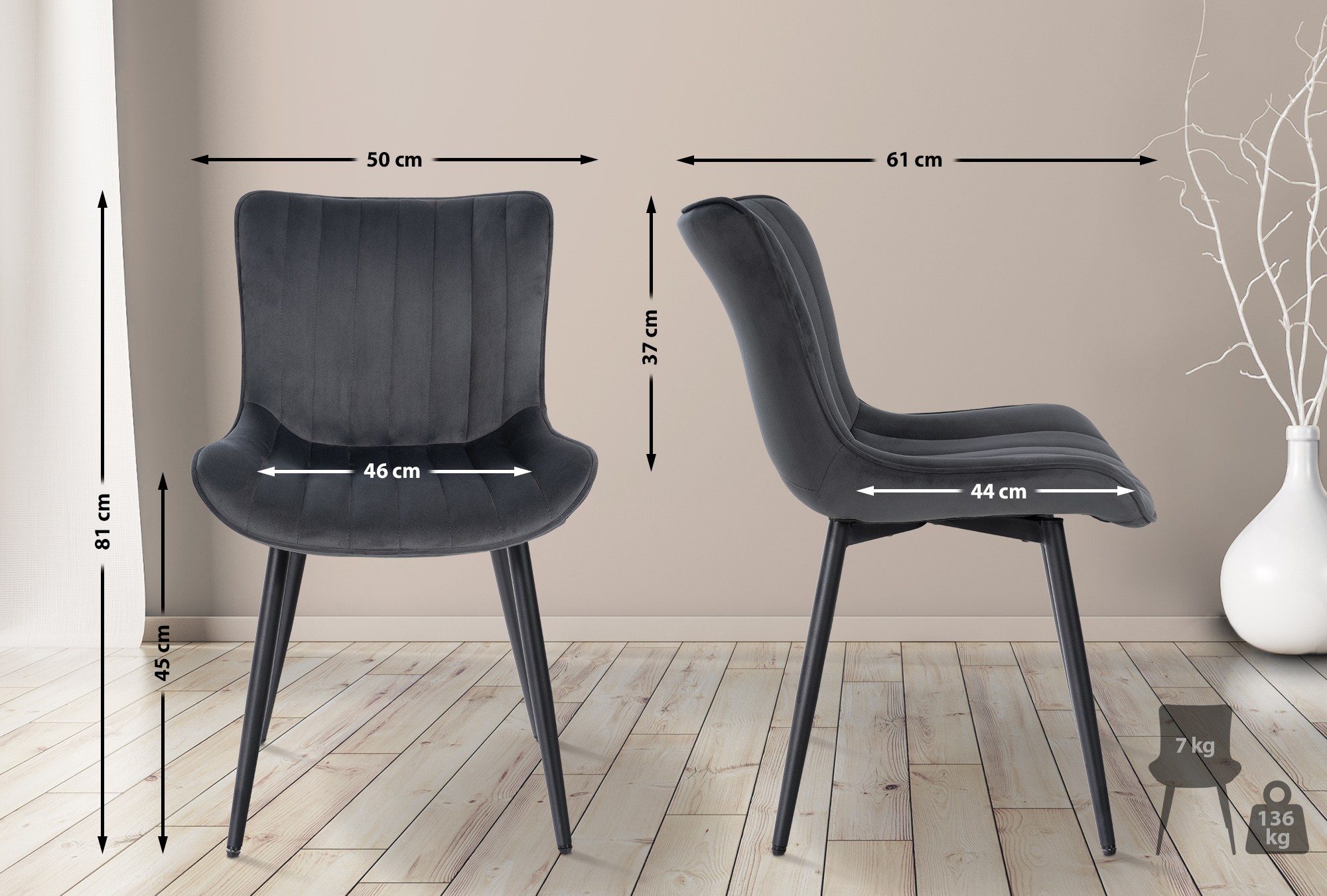 2er Set Stühle Largo Samt