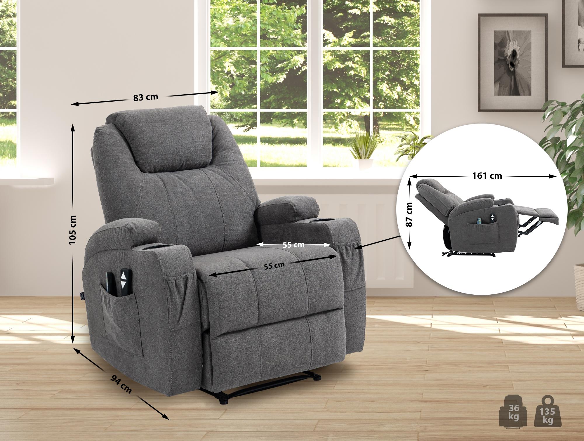 Sessel Hepler mit Massagefunktion Stoff
