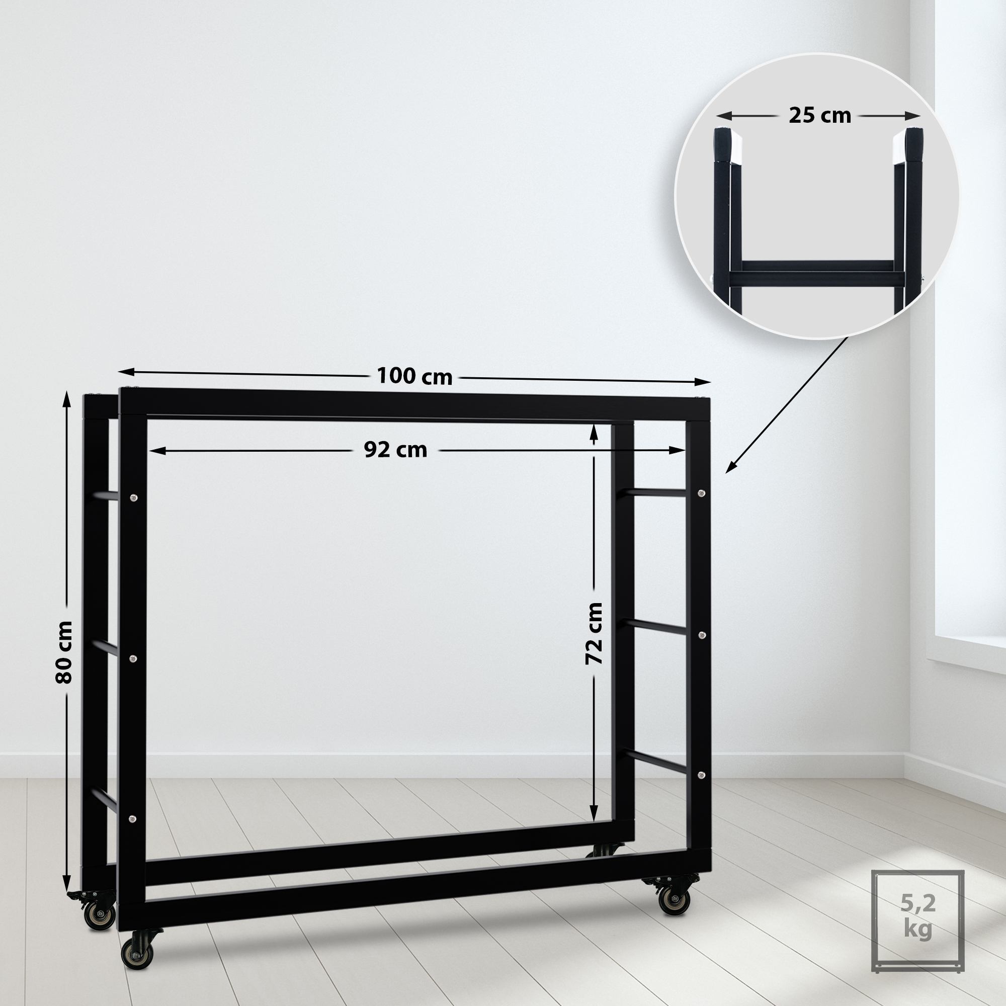 Kaminholzständer Keri mit Rollen 25x100x80