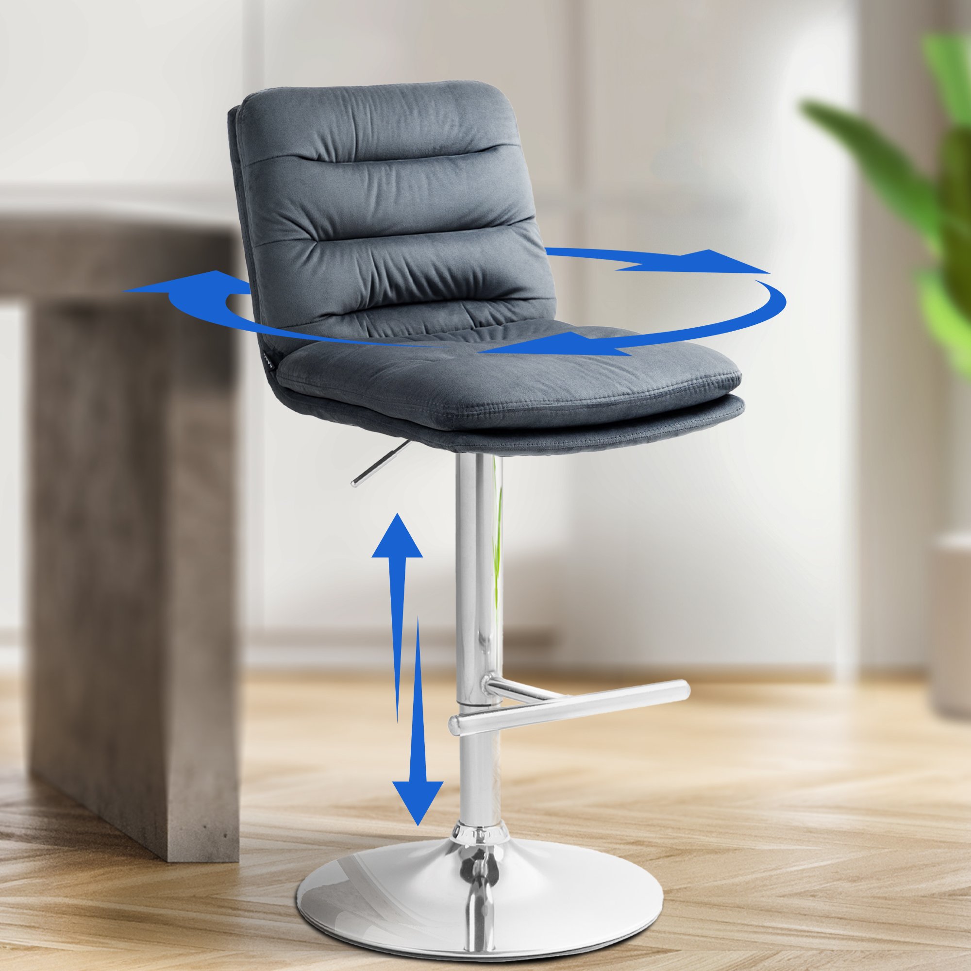 Barhocker Damar Samt chrom