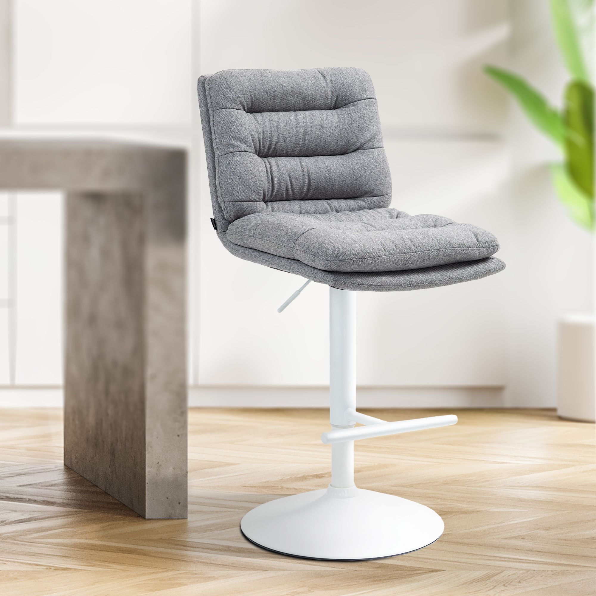 2er Set Barhocker Damar Stoff weiß