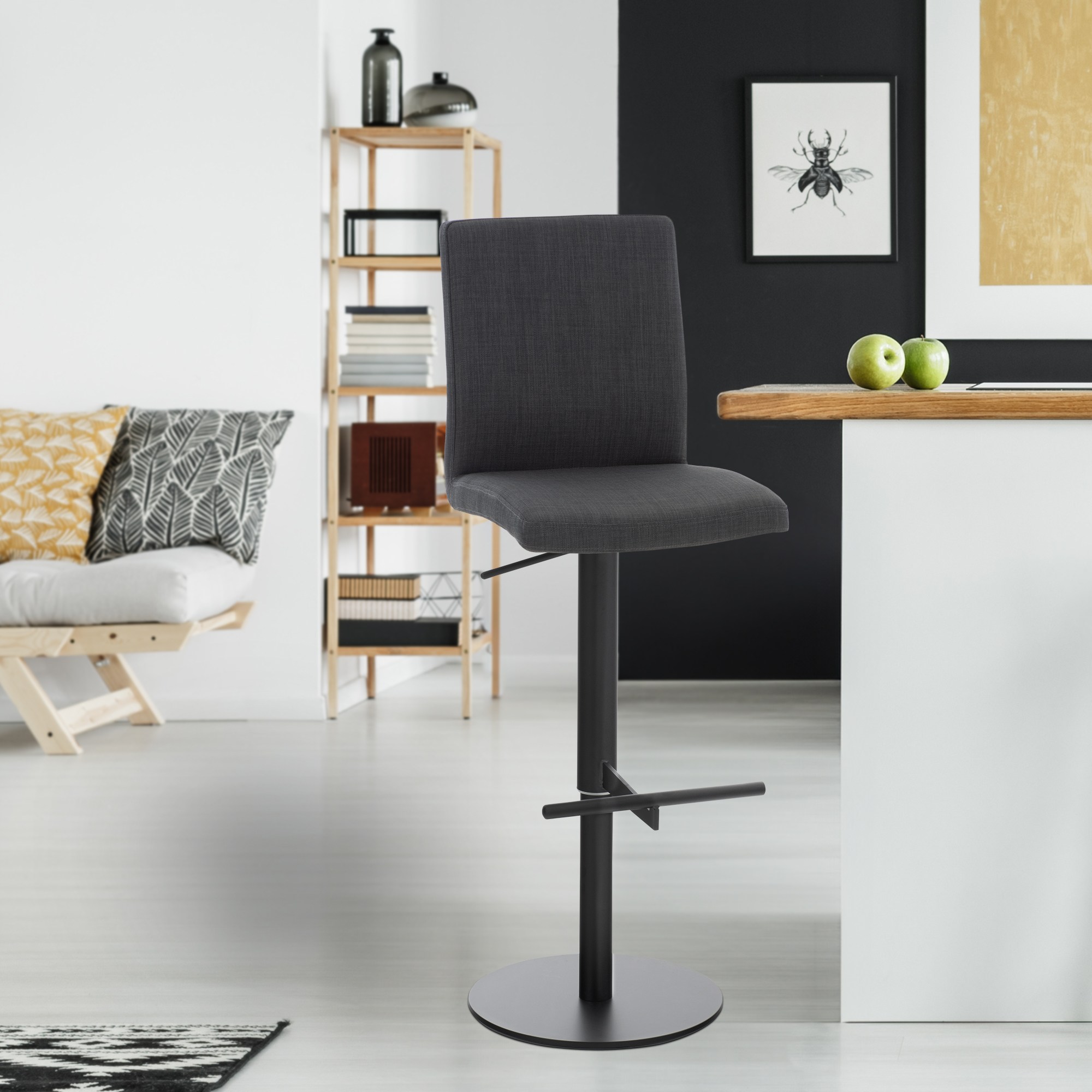2er Set Barhocker Cadiz Stoff schwarz