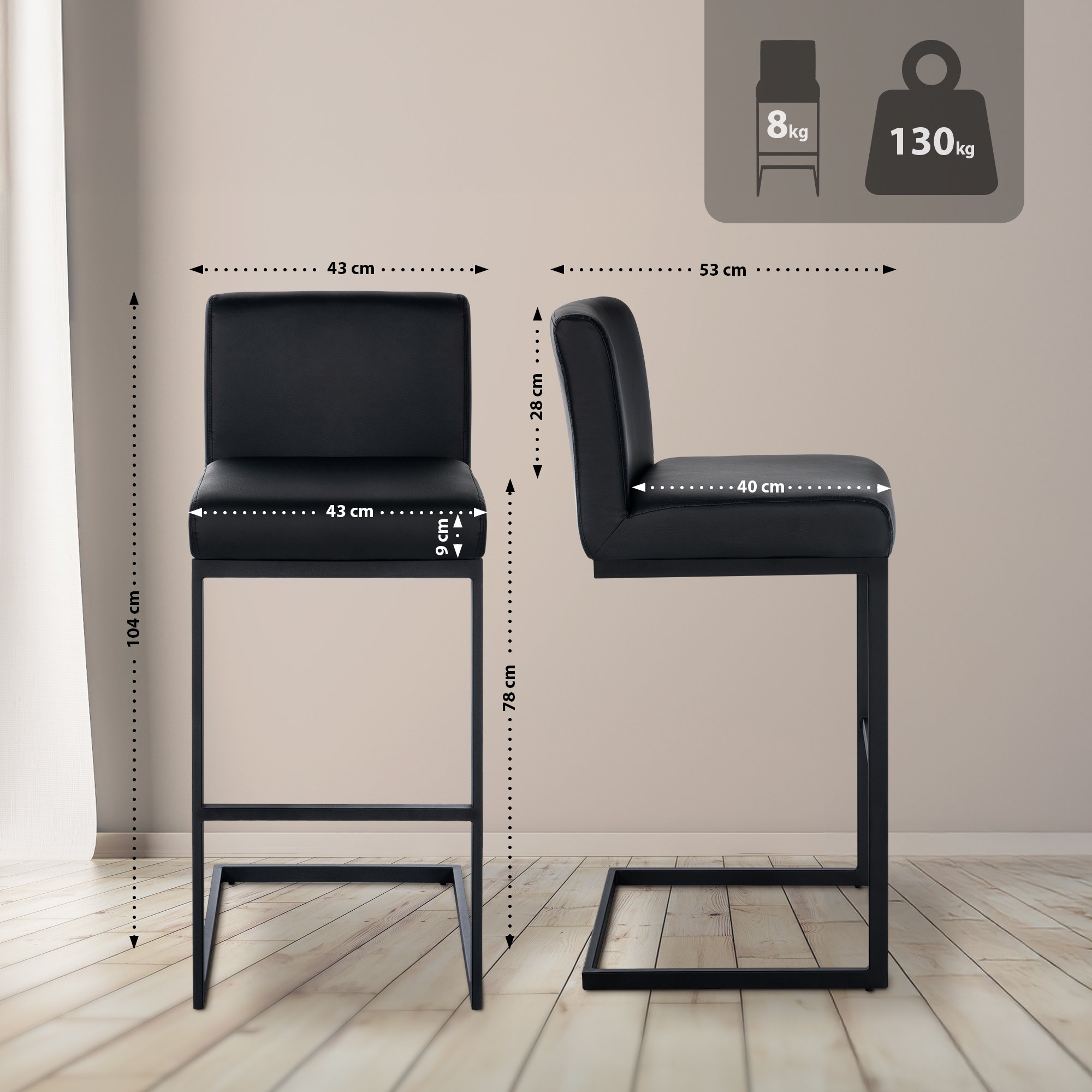 Barhocker Hopewell Kunstleder B