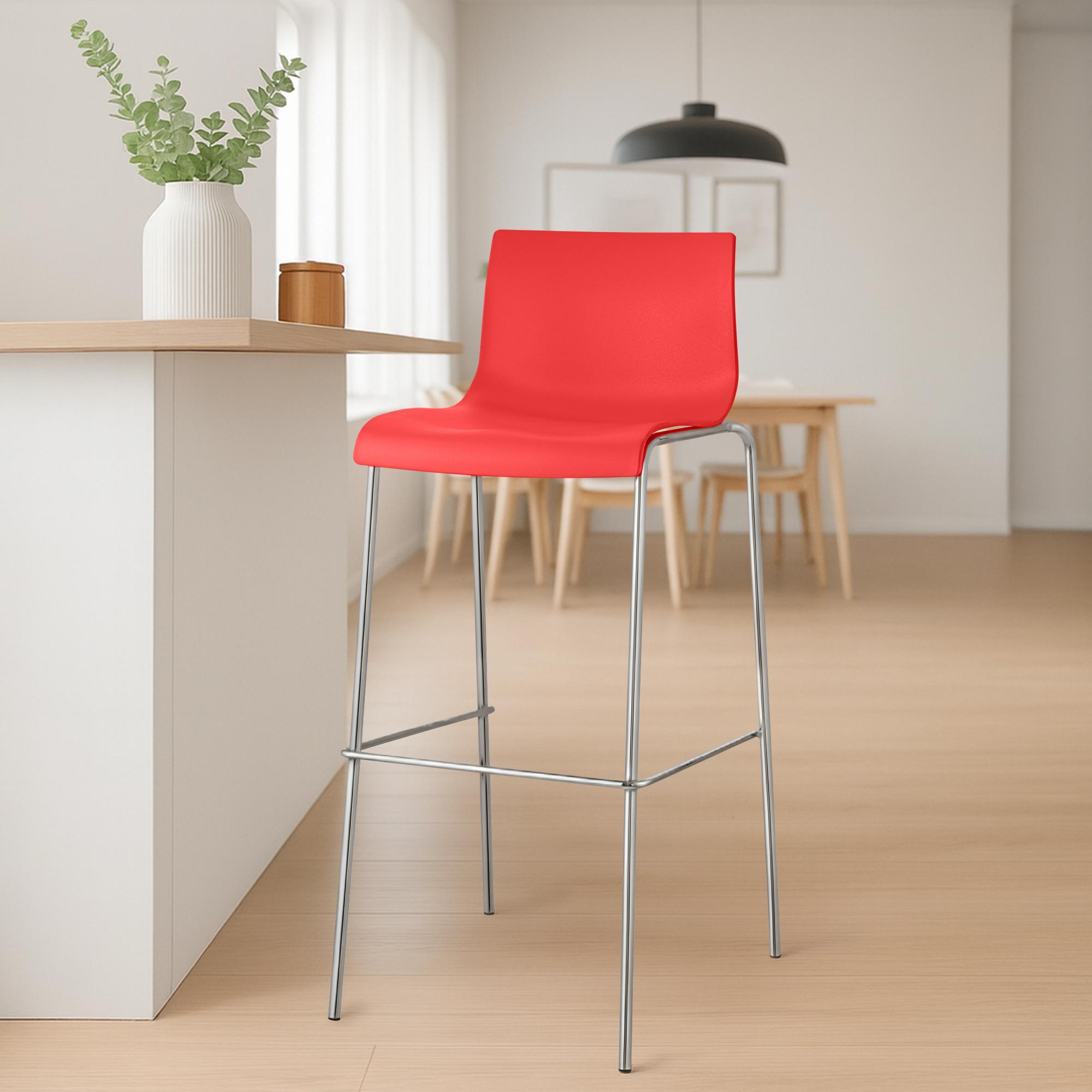 Barhocker Hoover Chrom 4-Fuß Gestell