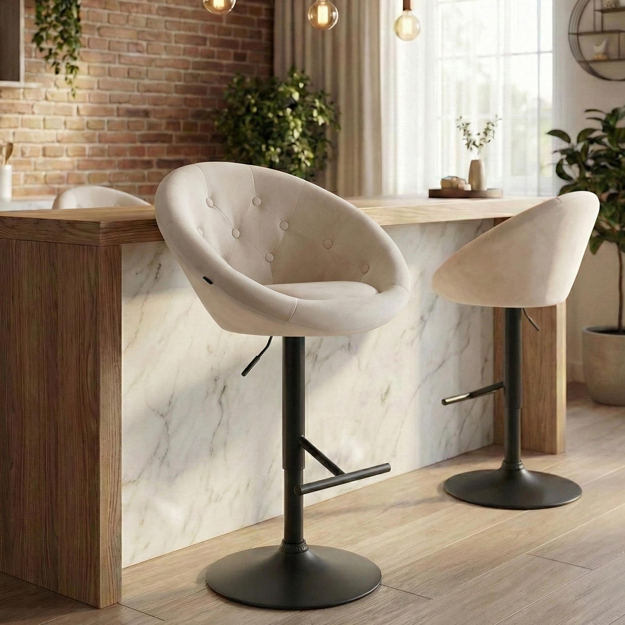Barhocker London Samt schwarz