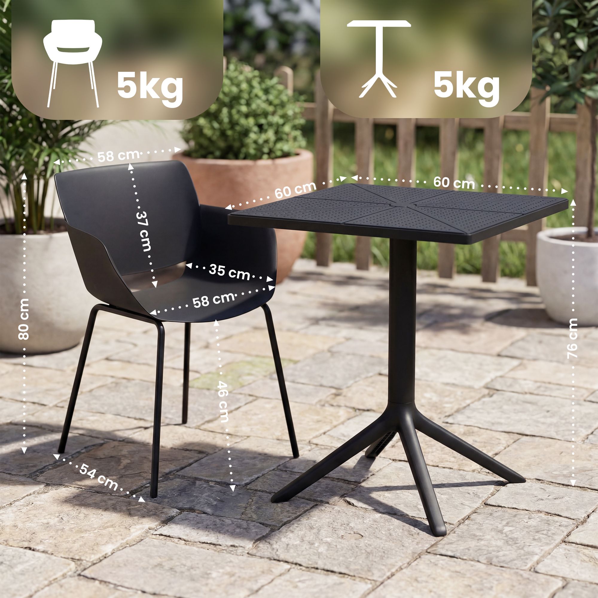 Gartenmöbel-Set Norva mit 4 Stühlen