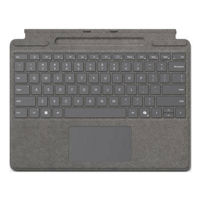 Microsoft Surface Pro Signature Keyboard - Tastatur - mit Beschleunigungsmesser, Touchpad, Surface Slim Pen 2 Ablage- und Ladeschale - QWERTZ - Deutsch - Platin Eingabeger√§t