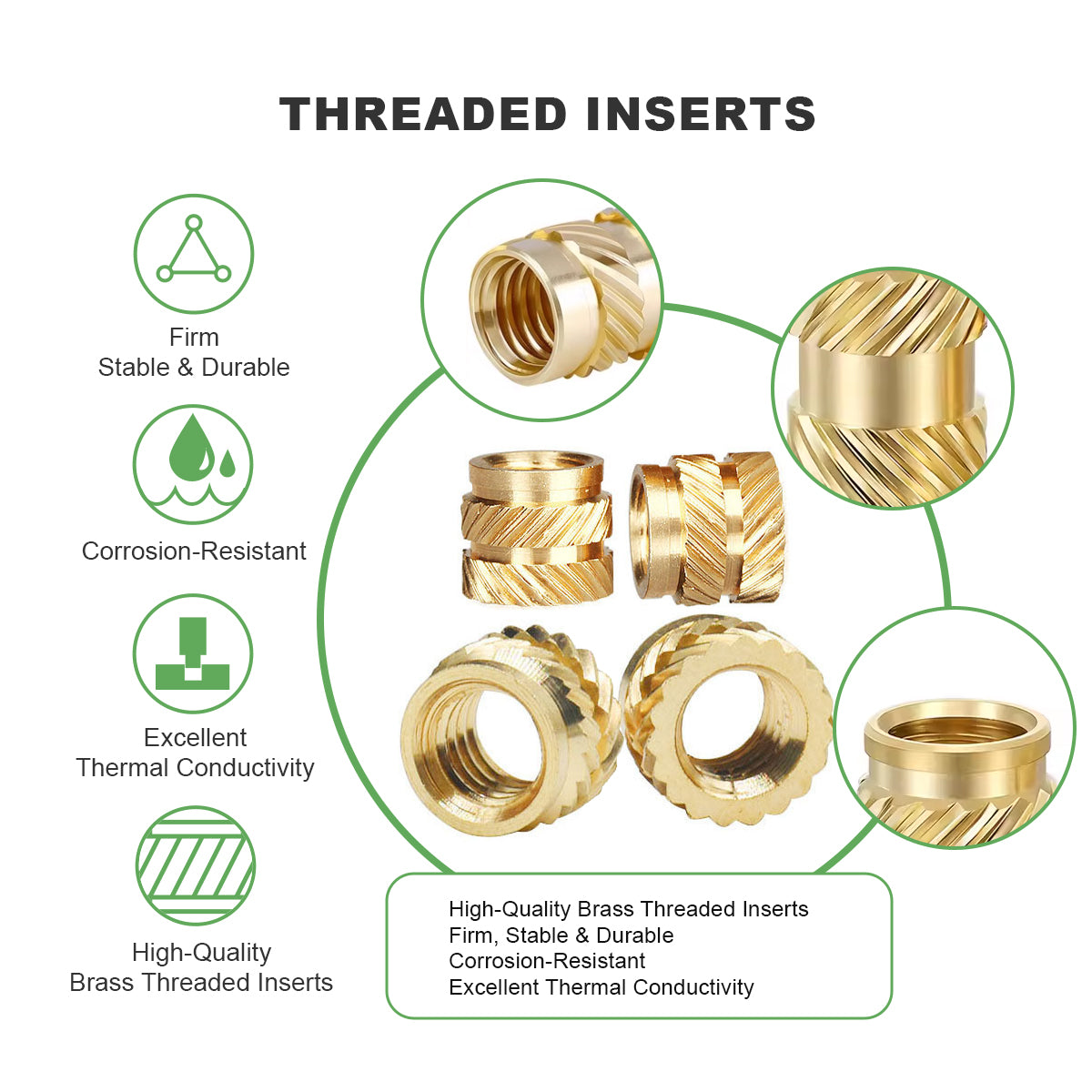 Mintion Assorted Threaded Insert Set - 500 pcs (10 pcs)